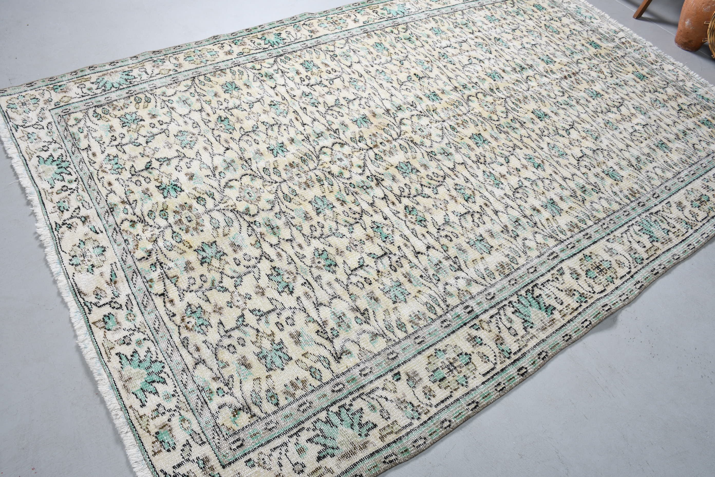 5.6x8.9 ft Large Rug, Floor Rug, Beige Moroccan Rug, Vintage Rug, Dining Room Rug, Anatolian Rug, Salon Rug, Turkish Rugs, Handwoven Rug