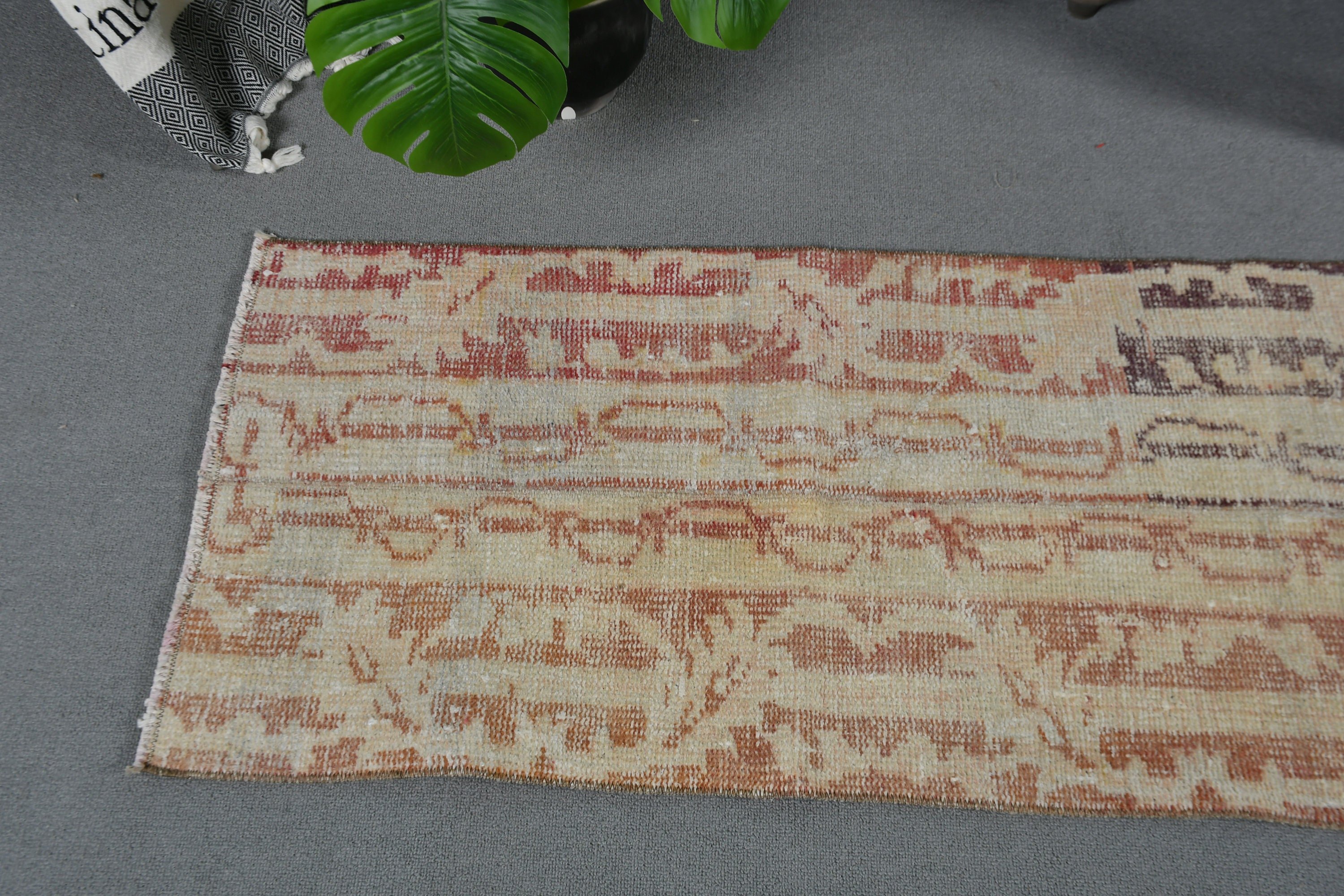 Turkish Rug, Bedroom Rug, Vintage Rug, 1.7x8.1 ft Runner Rugs, Beige Antique Rug, Kitchen Rugs, Corridor Rug, Aesthetic Rug