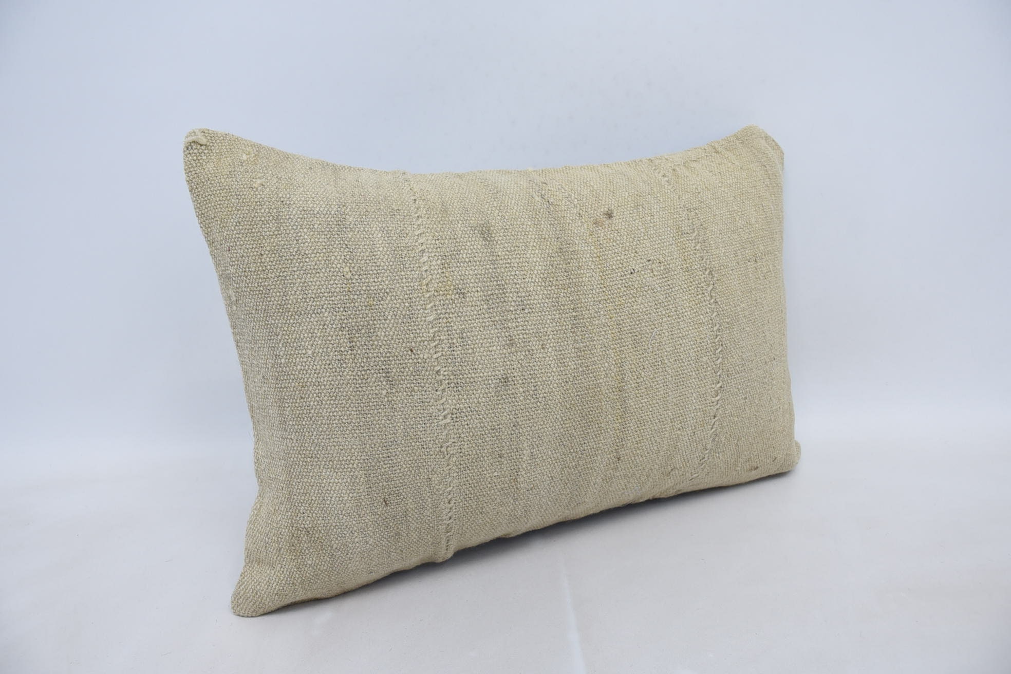 Antique Pillows, Turkish Kilim Pillow, Kilim Pillow Cover, Aesthetic Pillow Cover, 16"x24" Beige Cushion Case, Tribal Pillow Cover