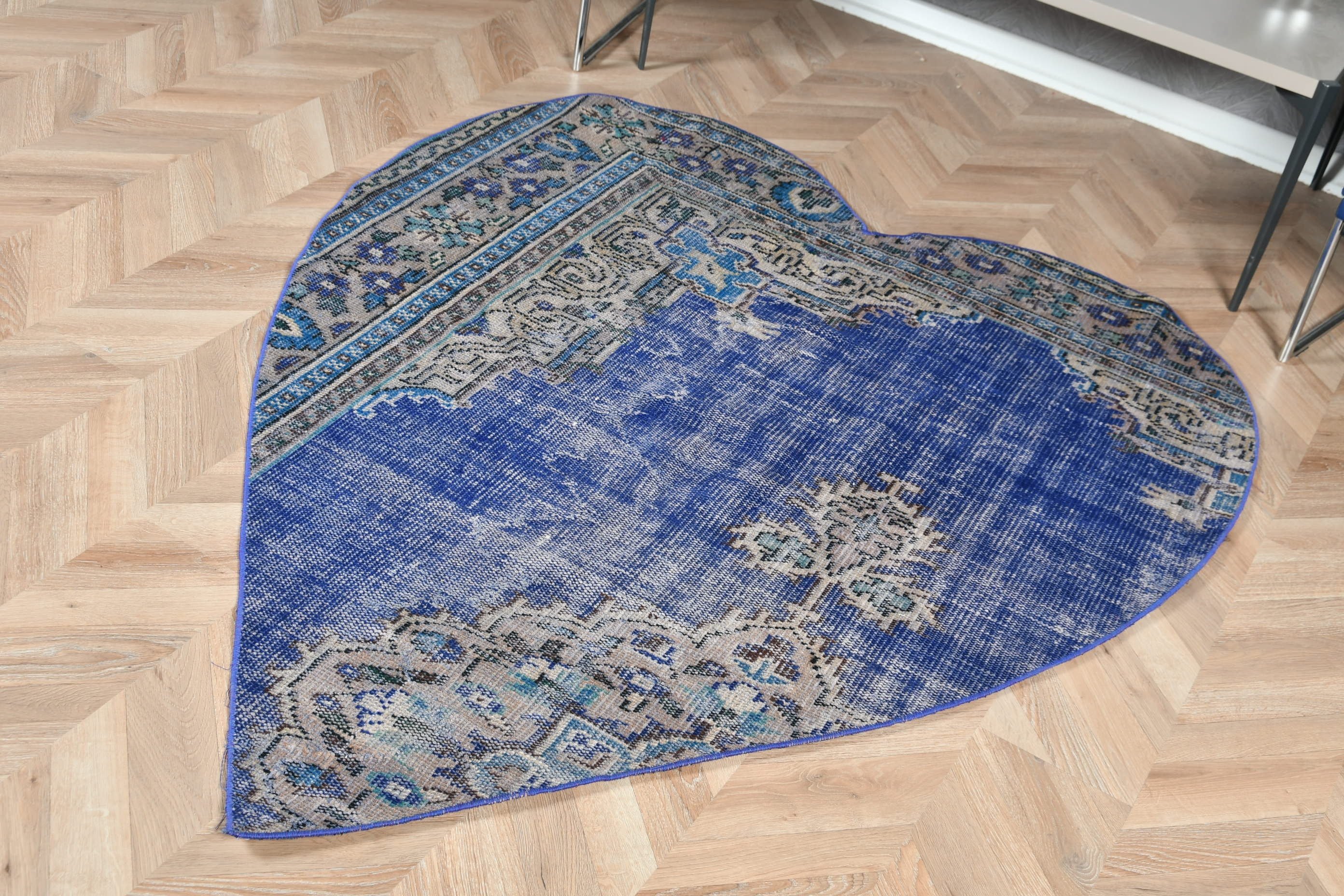 Living Room Rug, Blue Antique Rug, Vintage Rug, Boho Rugs, 4.8x5.7 ft Area Rugs, Antique Rug, Oriental Rugs, Rugs for Indoor, Turkish Rugs