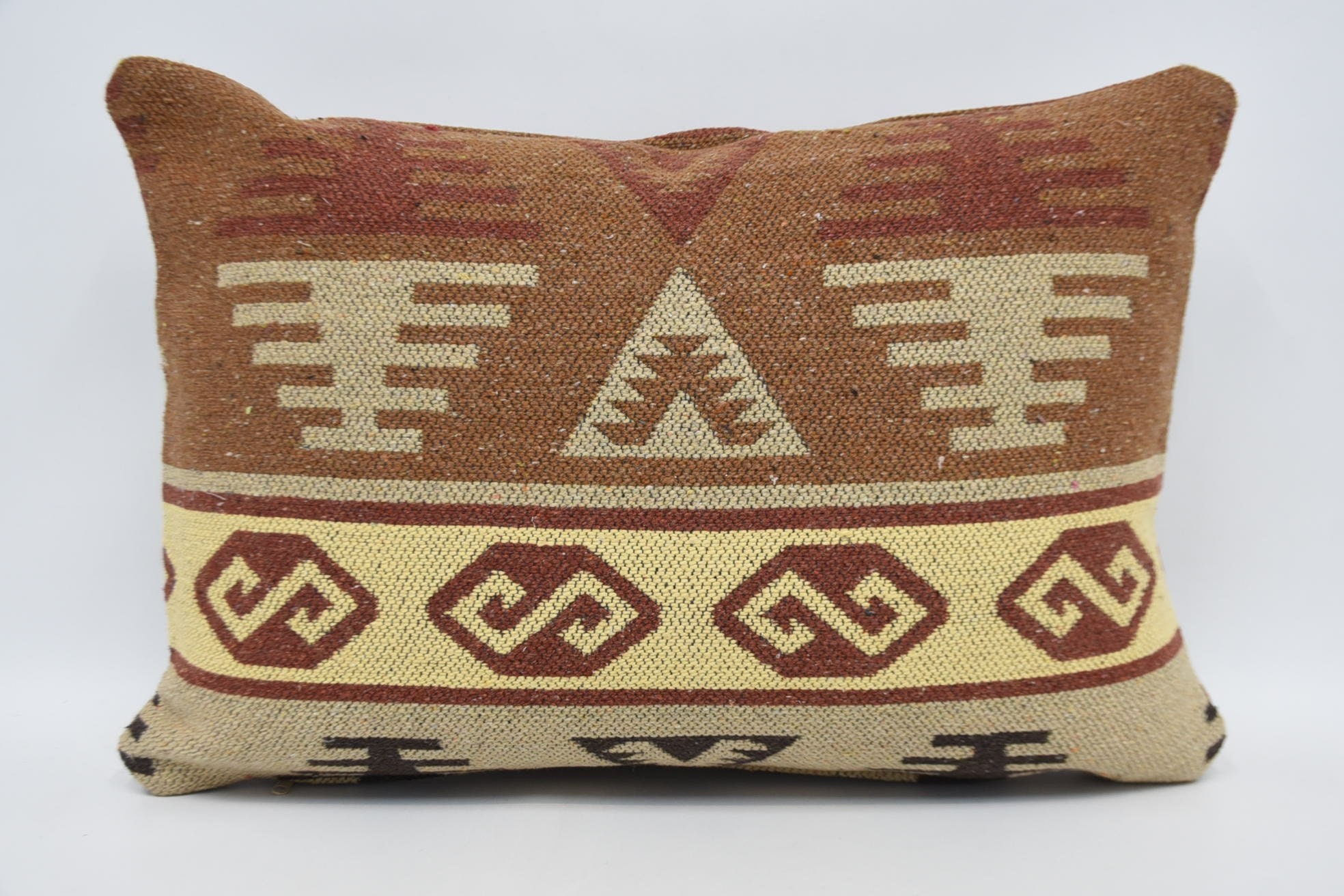 Pastel Cushion Case, Handmade Kilim Cushion, 16"x24" Red Pillow, Vintage Kilim Pillow, Bolster Throw Cushion, Turkish Kilim Pillow