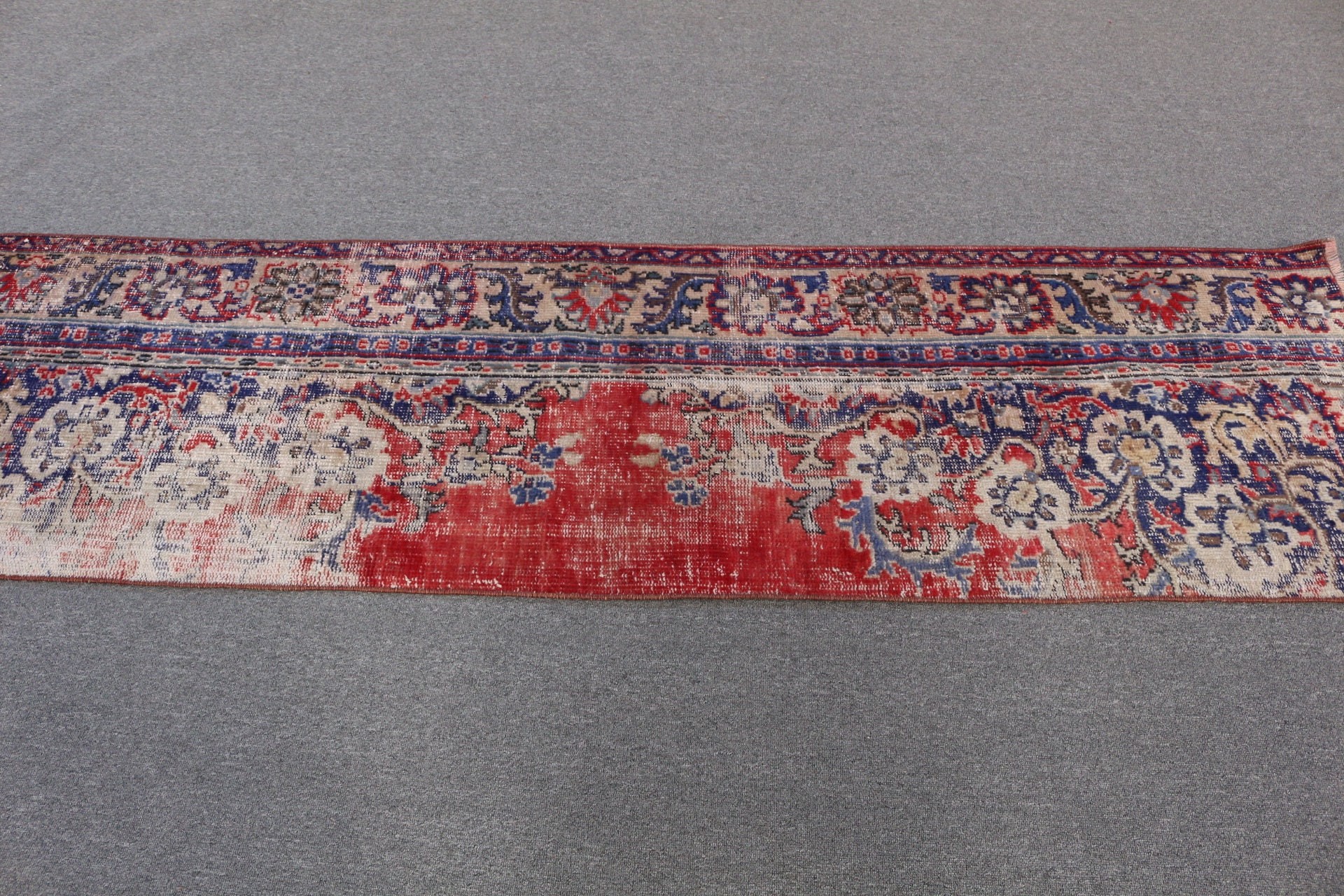 Vintage Rug, Oriental Rugs, Muted Rugs, Kitchen Rug, 2.3x7.9 ft Runner Rugs, Rugs for Stair, Turkish Rug, Blue Oriental Rug, Moroccan Rug