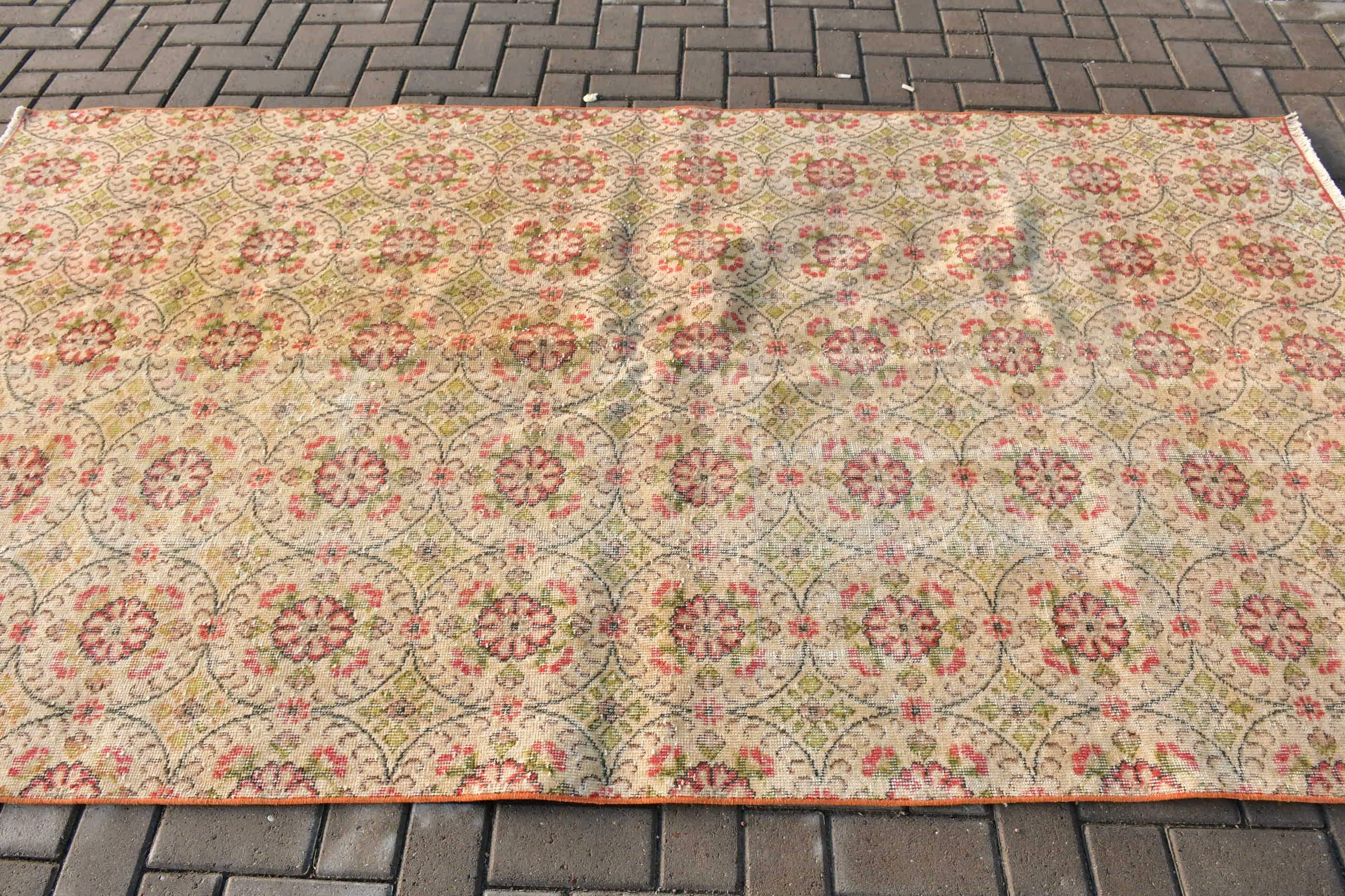 Cute Rug, Vintage Rug, Bedroom Rugs, Turkish Rugs, Beige Moroccan Rug, Dining Room Rug, Anatolian Rugs, 4.9x9 ft Large Rugs, Wool Rugs