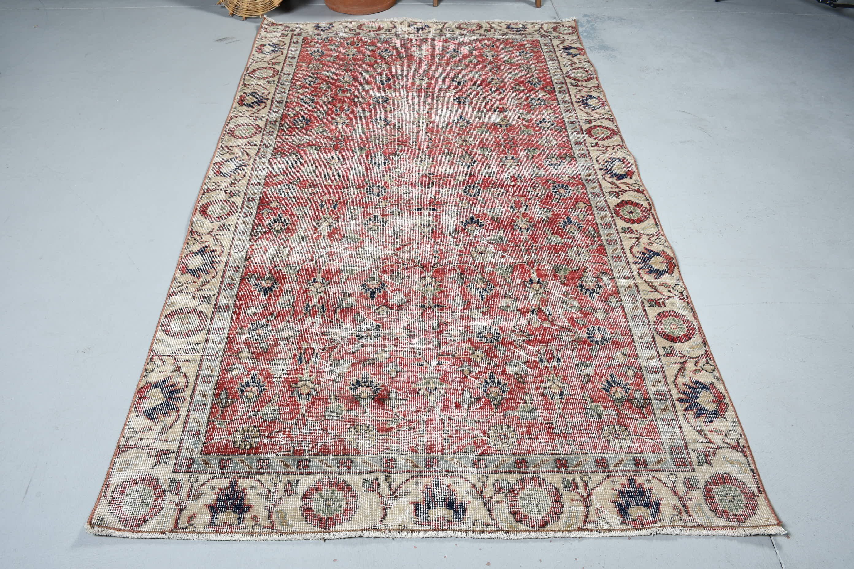 Bedroom Rugs, Red Cool Rug, 4.7x8.1 ft Area Rug, Rugs for Bedroom, Cool Rug, Turkish Rugs, Dining Room Rug, Vintage Rugs, Vintage Decor Rug