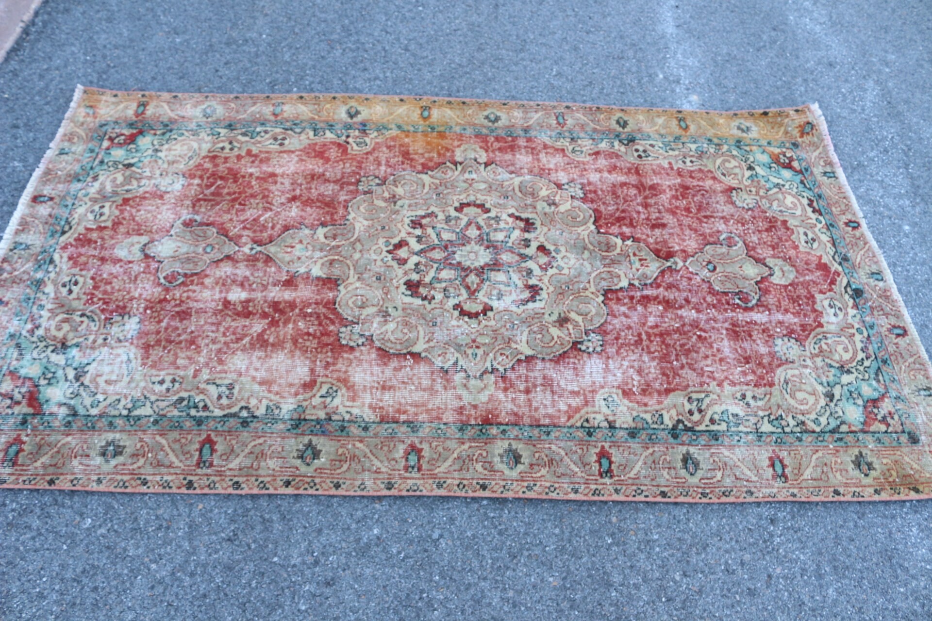 Vintage Rug, Indoor Rug, Antique Rug, Rugs for Area, Bright Rug, Anatolian Rugs, Red Bedroom Rug, Turkish Rugs, 3.8x6.7 ft Area Rug