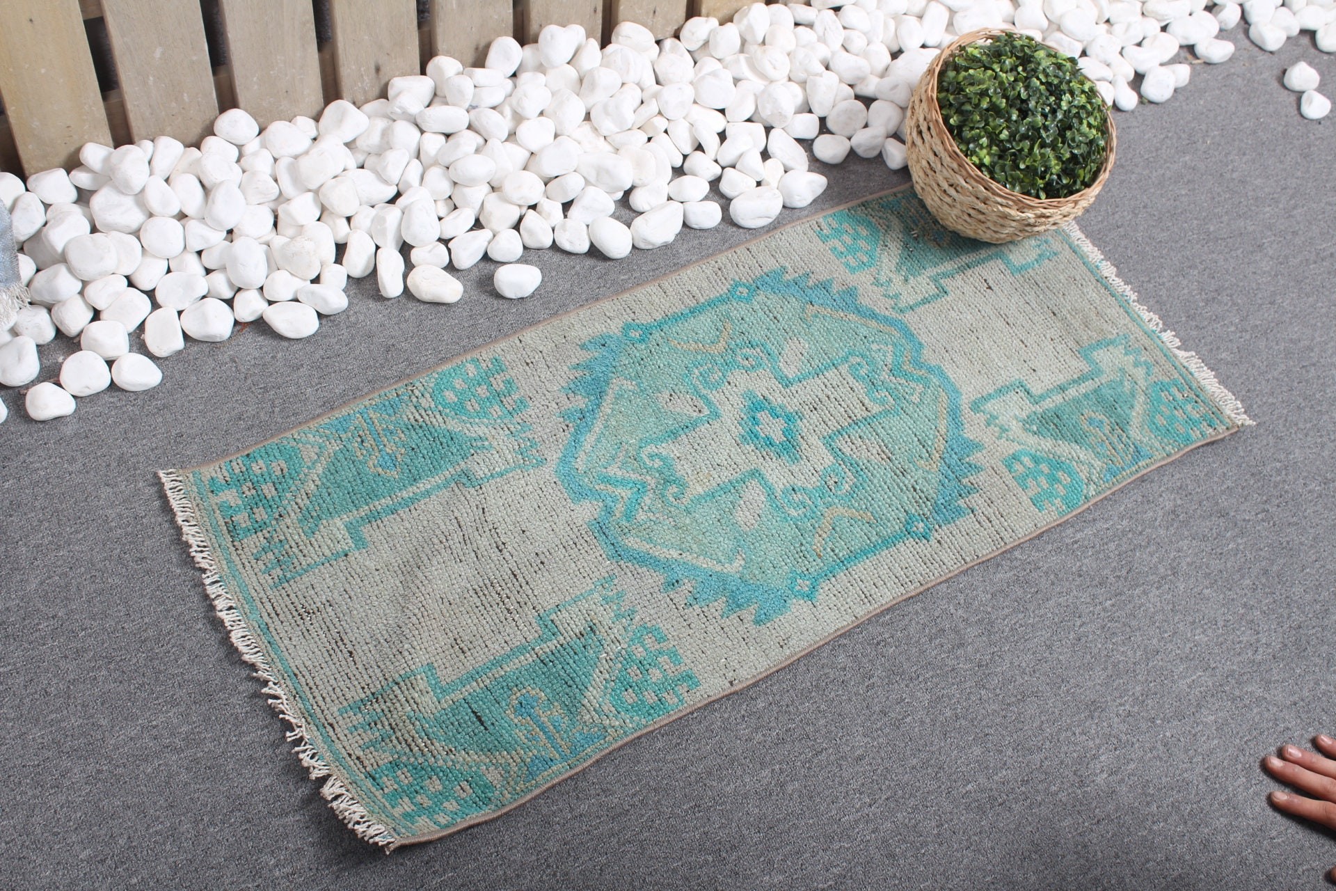 Bathroom Rug, Rugs for Door Mat, Cool Rug, Green Floor Rugs, Nursery Rug, Turkish Rug, Vintage Rug, Oushak Rug, 1.4x3.3 ft Small Rug