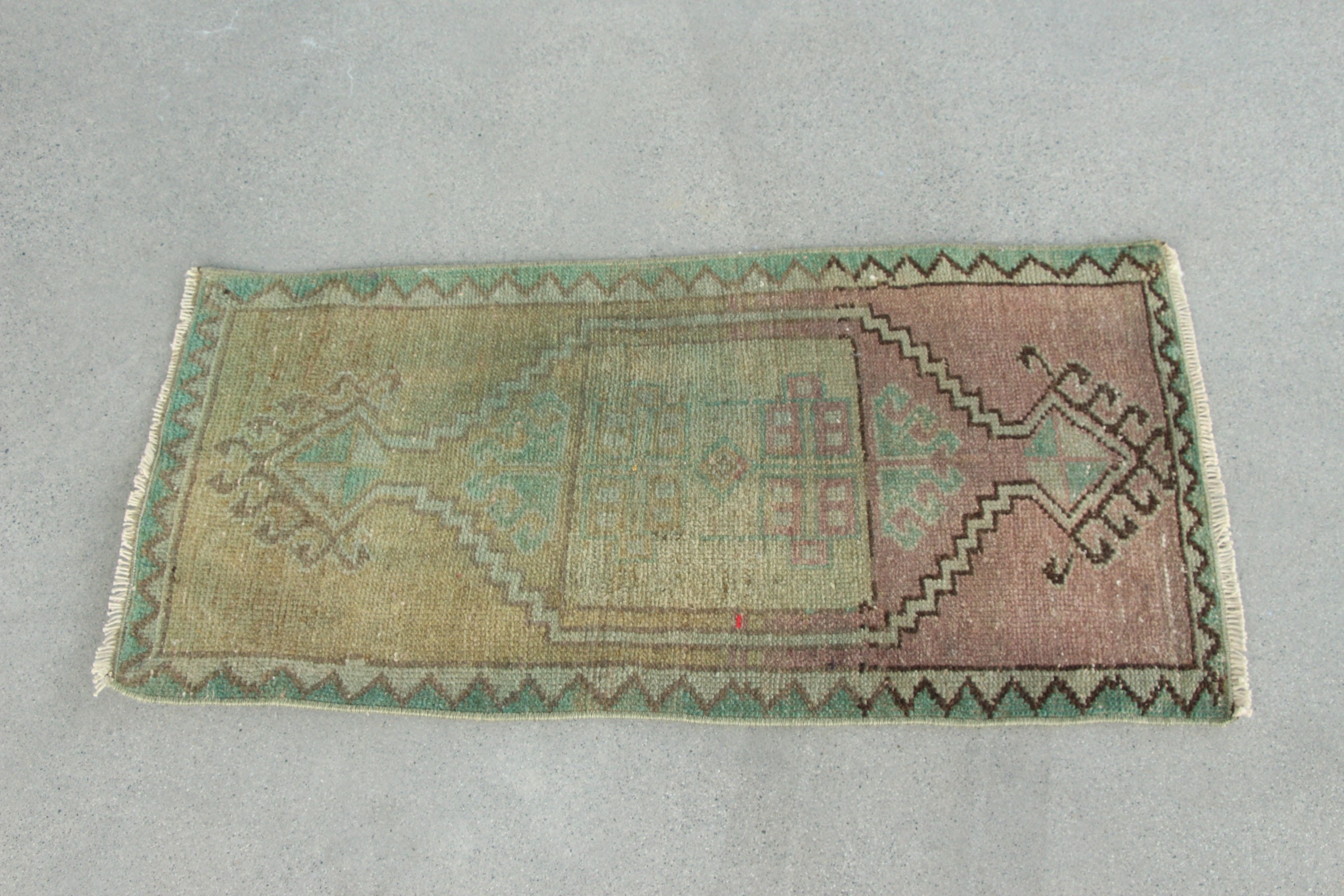 Vintage Halı, Mutfak Halısı, Yatak Odası Halısı, Türk Halısı, Boho Halısı, Küçük Boho Halıları, Banyo Halıları, 1.6x3 ft Küçük Halı, Yeşil Anadolu Halısı