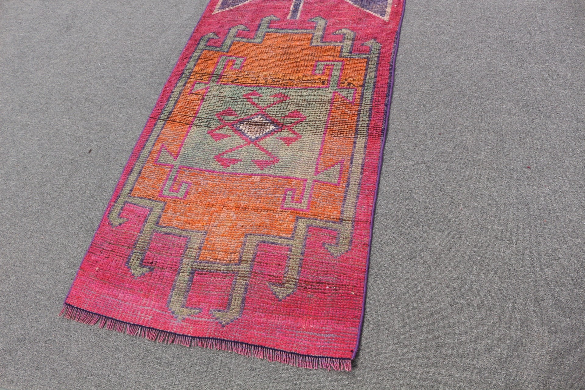 Orange Bedroom Rug, Kitchen Rug, Turkish Rug, Oushak Rug, Rugs for Hallway, 2.8x11.6 ft Runner Rug, Hallway Rug, Vintage Rug