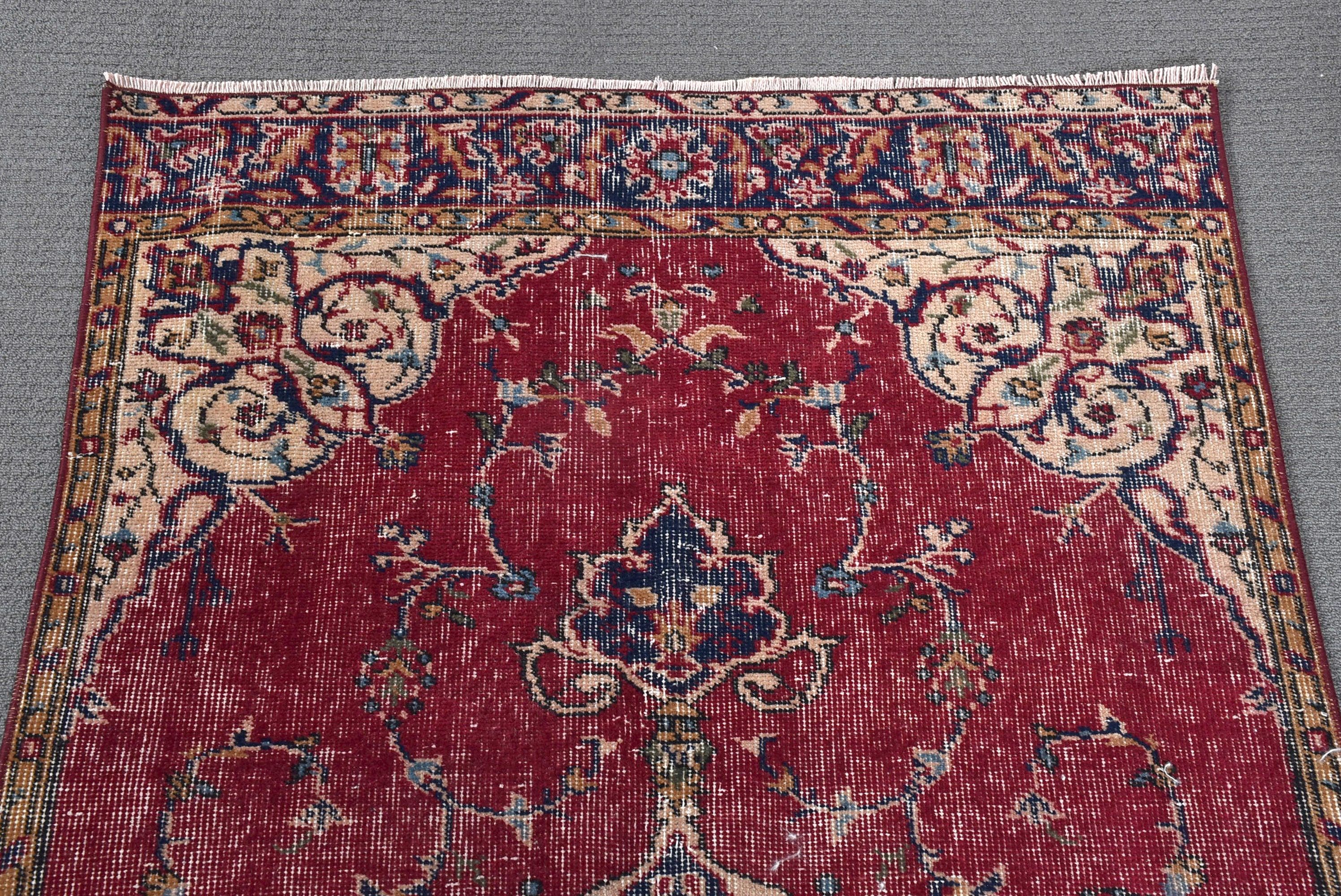 2,8x6,3 ft Aksan Halıları, Vintage Halılar, Anadolu Halısı, Yer Halısı, Boho Vurgulu Halılar, Yatak Odası Halıları, Çocuk Halısı, Kırmızı El Dokuma Halı, Türk Halısı