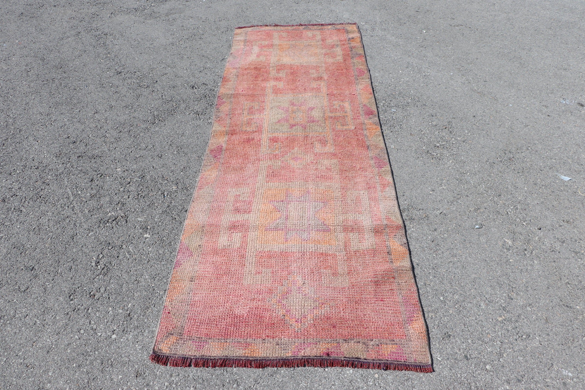 Hallway Rug, Floor Rugs, 2.9x8.5 ft Runner Rugs, Stair Rugs, Pink Oriental Rug, Rugs for Hallway, Wool Rug, Turkish Rug, Vintage Rug