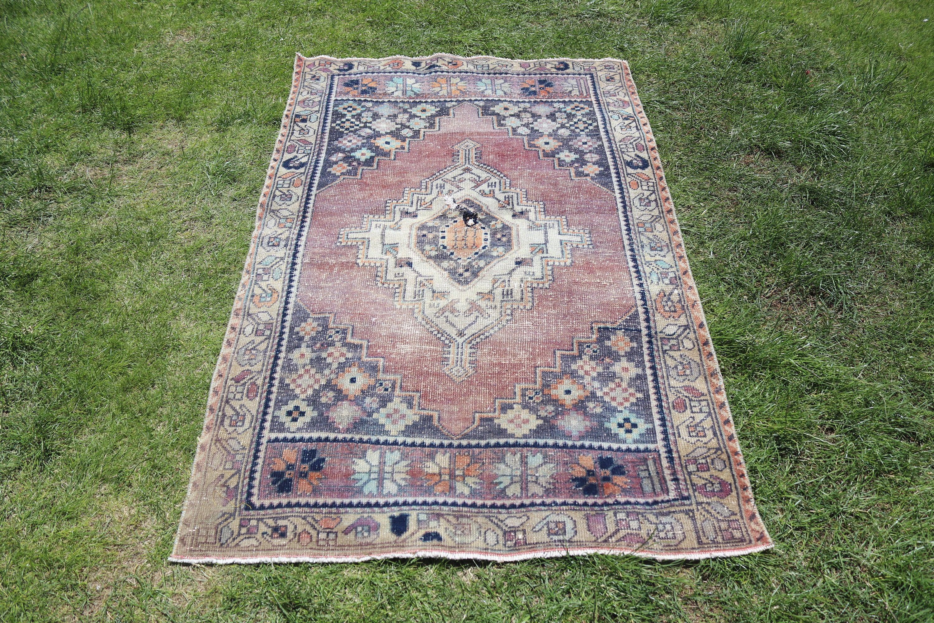 Bronz Yer Halısı, Türk Halısı, Boho Vurgulu Halılar, Yatak Odası Halısı, Organik Halı, 3,2x5,2 ft Vurgulu Halı, Vintage Halı, Fas Halısı, Lüks Halı