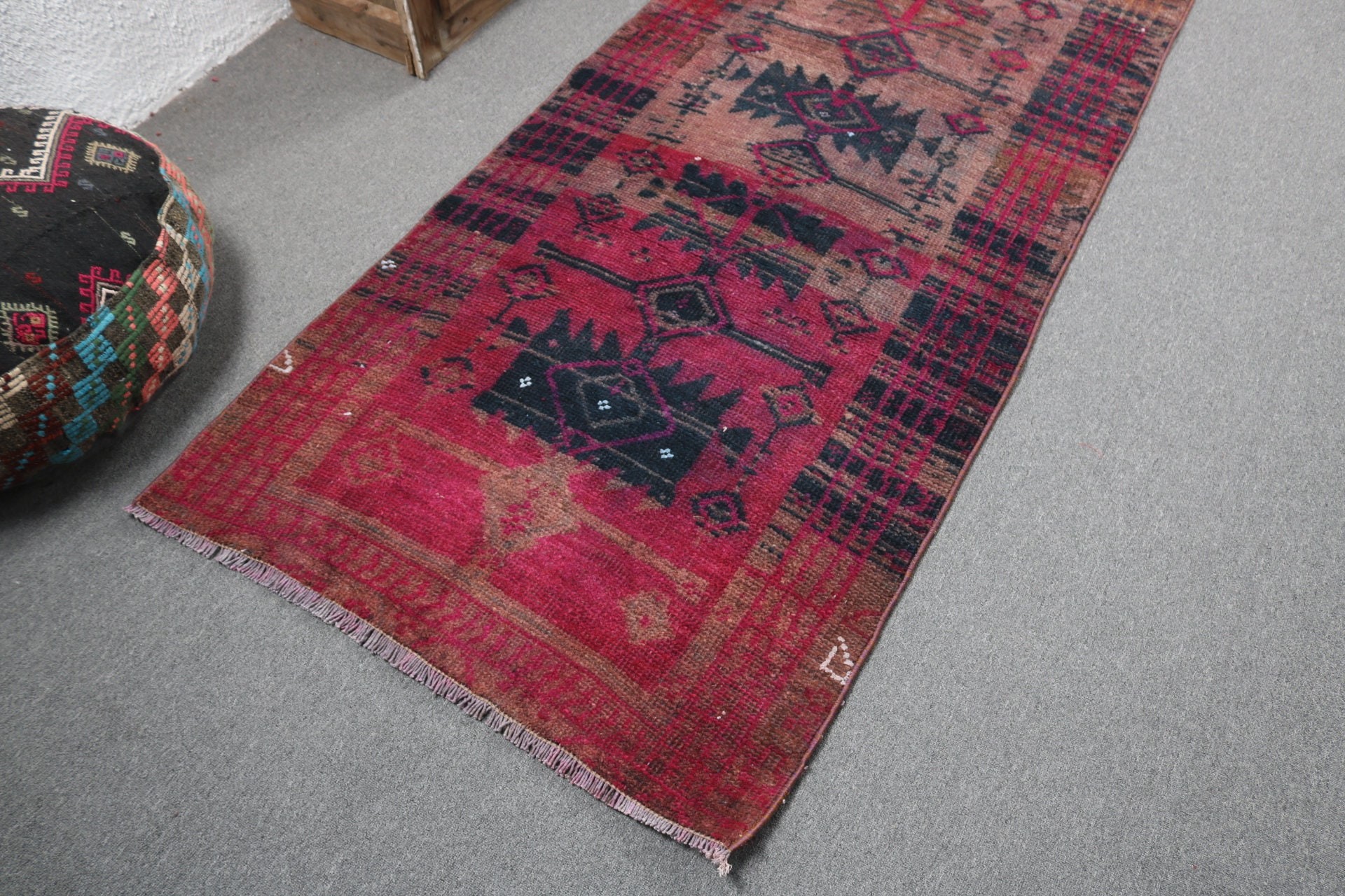 3.1x9.4 ft Runner Halıları, Beni Ourain Runner Halısı, Antika Halı, Mavi Yatak Odası Halıları, Vintage Halı, Uzun Yolluk Halısı, El Dokuma Halıları, Türk Halısı