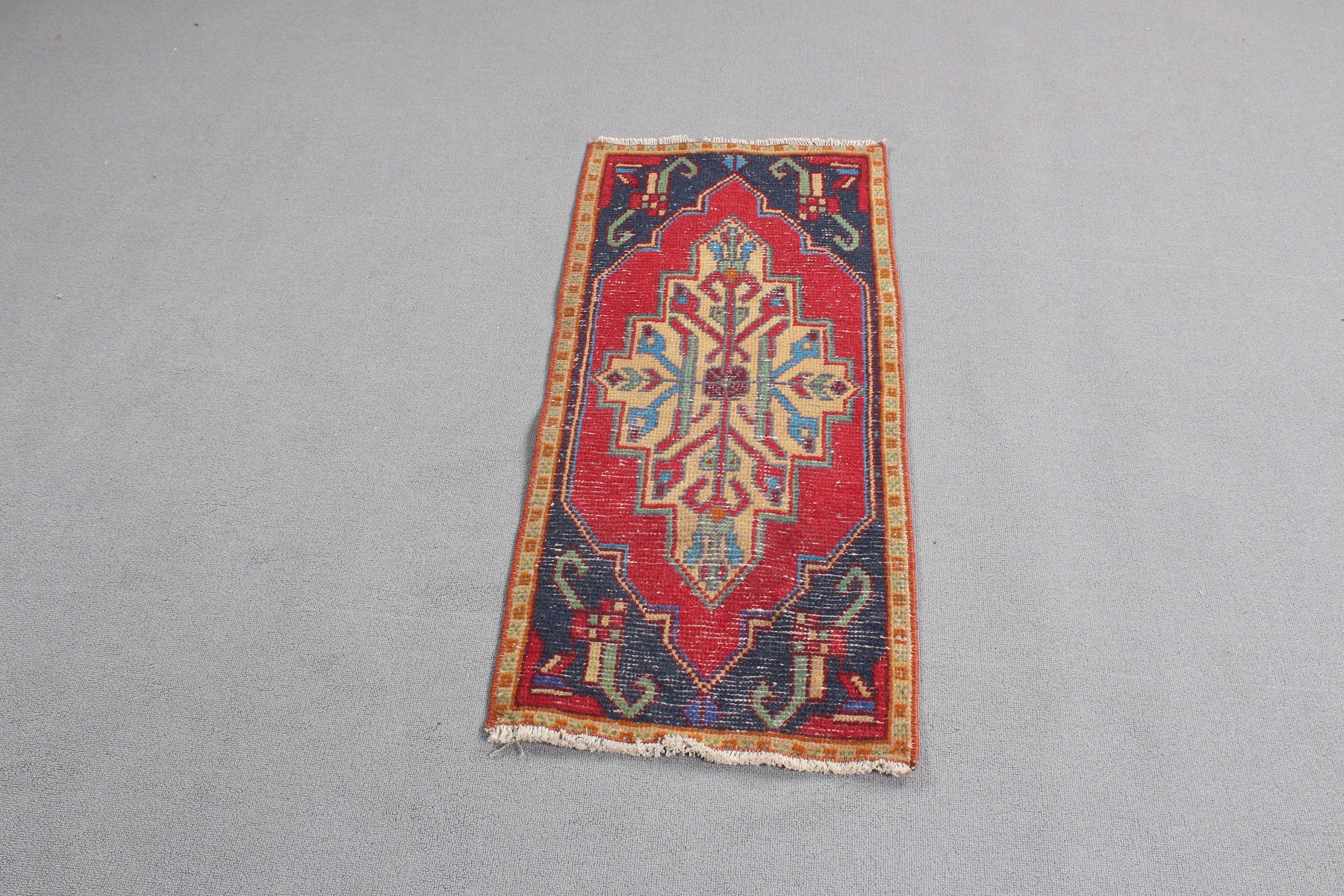 Bath Rug, Rugs for Bath, 1.5x3.3 ft Small Rug, Oushak Rug, Small Area Rug, Vintage Rug, Turkish Rugs, Handwoven Rugs, Red Modern Rugs