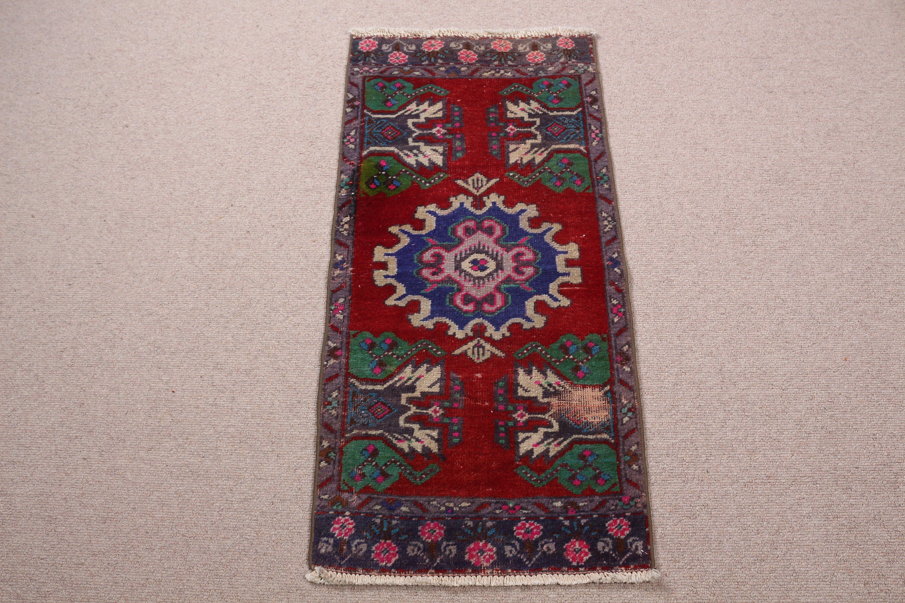 1.7x3.4 ft Küçük Halı, Mutfak Halıları, Yatak Odası Halısı, Vintage Halılar, Kırmızı Yer Halısı, Araba Paspas Halıları, Türk Halısı, Banyo Halıları, Anadolu Halısı