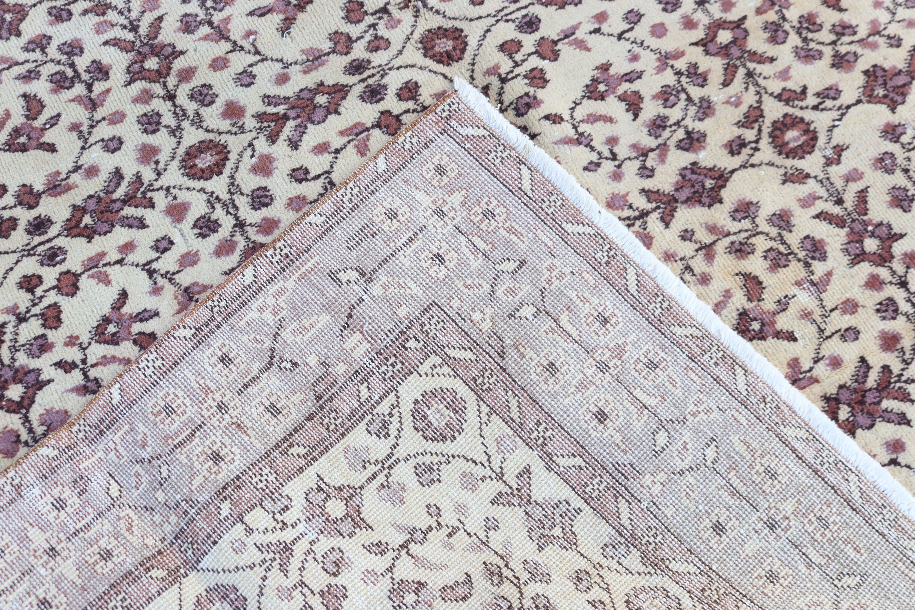 Vintage Rug, Floor Rug, Oushak Rug, Large Boho Rug, Turkish Rug, Rugs for Salon, Salon Rugs, Beige  5.4x8.4 ft Large Rugs