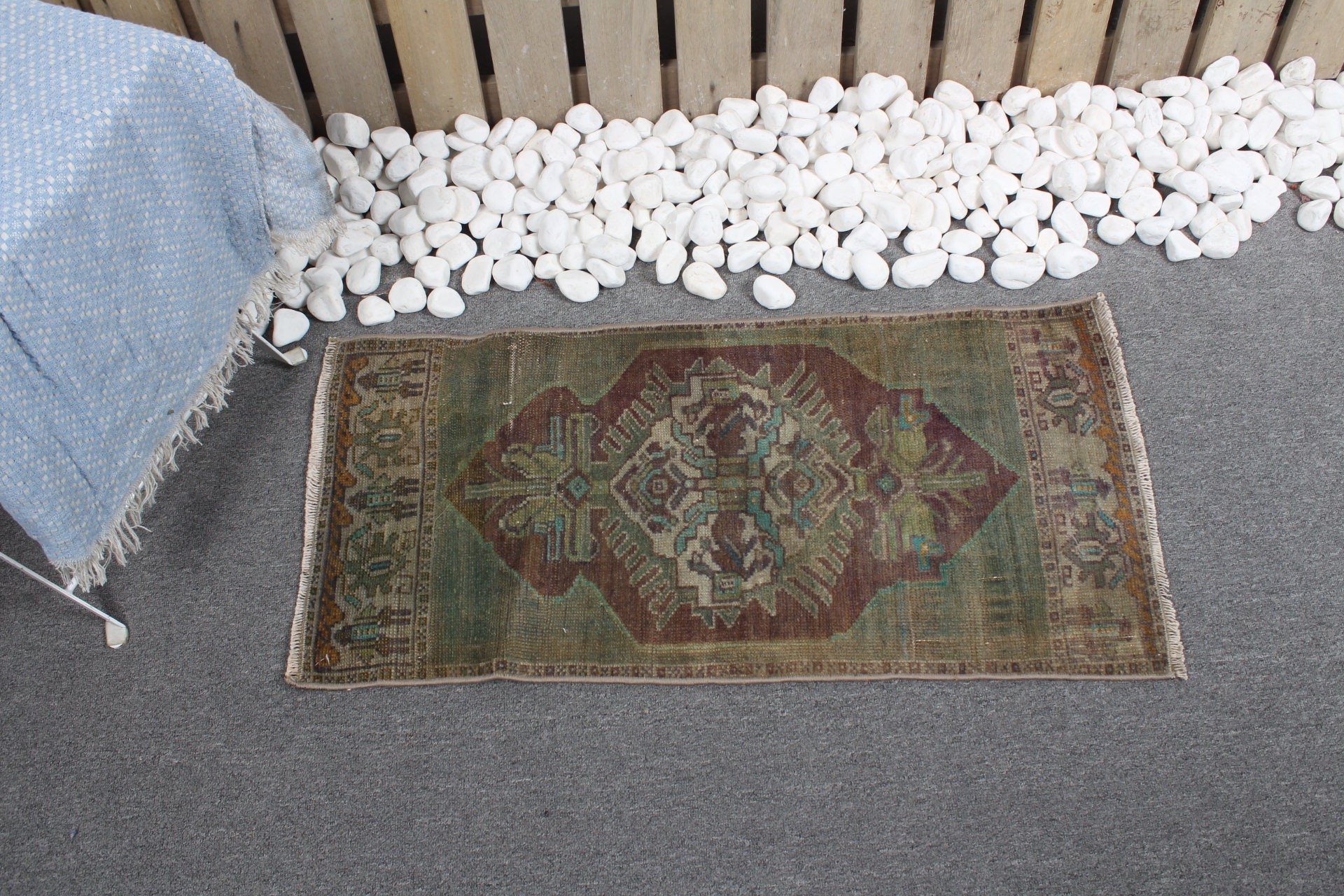 Old Rugs, Turkish Rug, 1.3x2.9 ft Small Rug, Vintage Rugs, Oriental Rug, Green Oriental Rugs, Bathroom Rugs, Door Mat Rug, Kitchen Rug