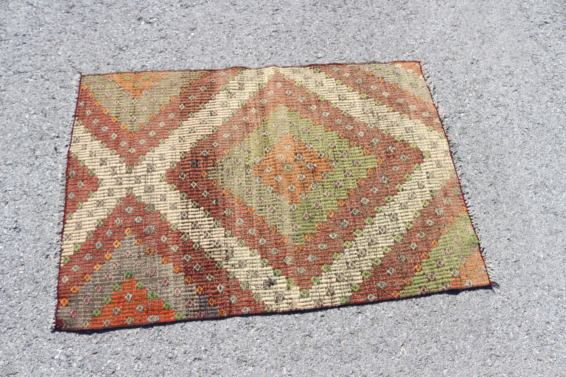 Car Mat Rug, 2.6x3.8 ft Small Rugs, Green Anatolian Rug, Antique Rug, Vintage Rug, Kilim, Nursery Rug, Art Rug, Turkish Rugs