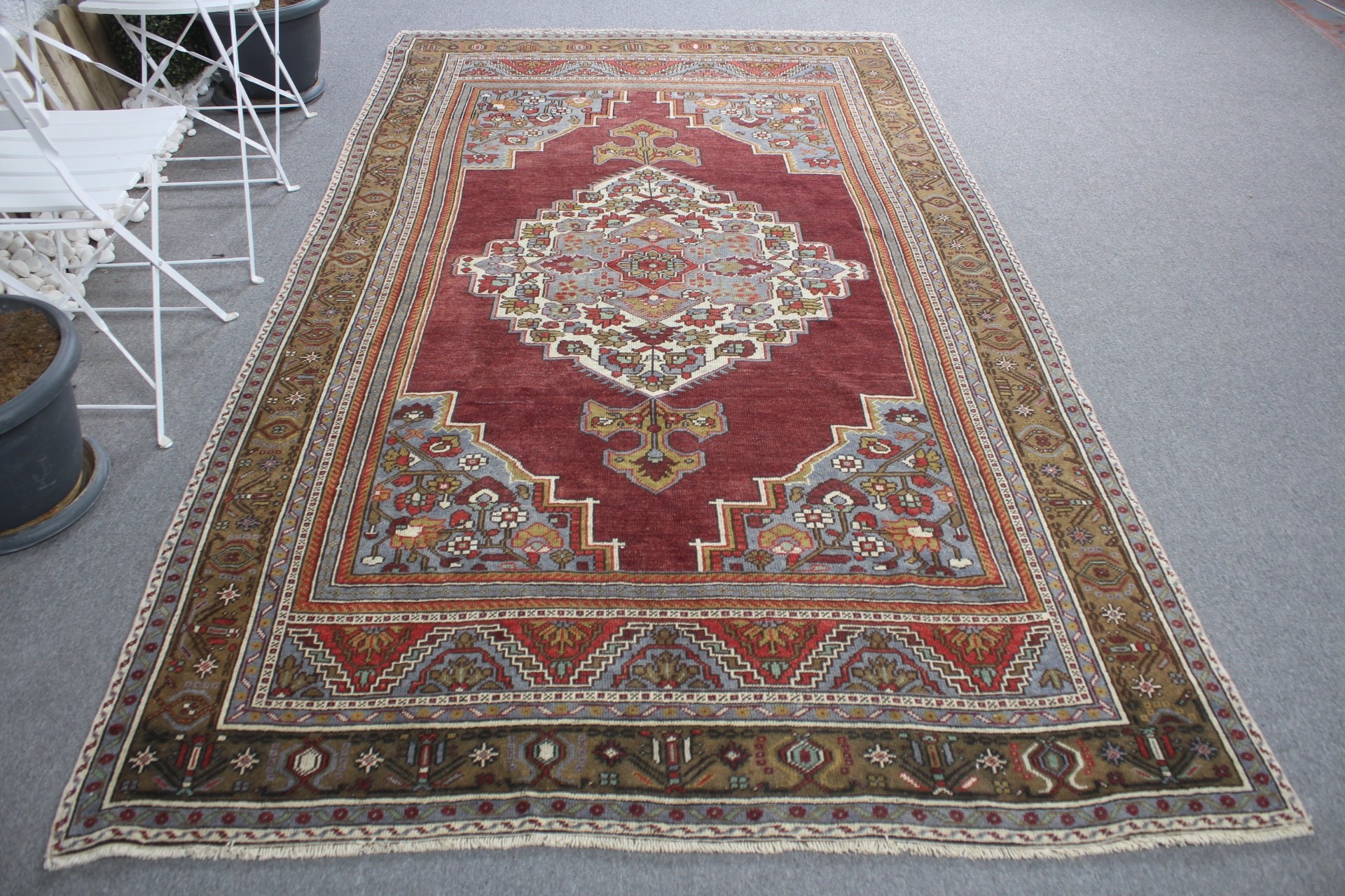 Mor Mutfak Halıları, 5.5x9.5 ft Büyük Halı, Vintage Halı, Oturma Odası Halısı, Yatak Odası Halıları, Türk Halısı, Yün Halısı, Anadolu Halısı, Salon Halısı