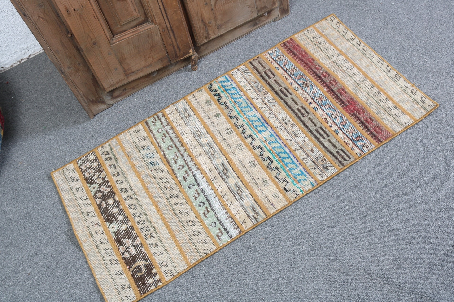 Bathroom Rugs, Beige Kitchen Rugs, Luxury Rugs, Handmade Rug, Boho Rugs, 1.8x3.9 ft Small Rugs, Door Mat Rugs, Vintage Rug, Turkish Rug