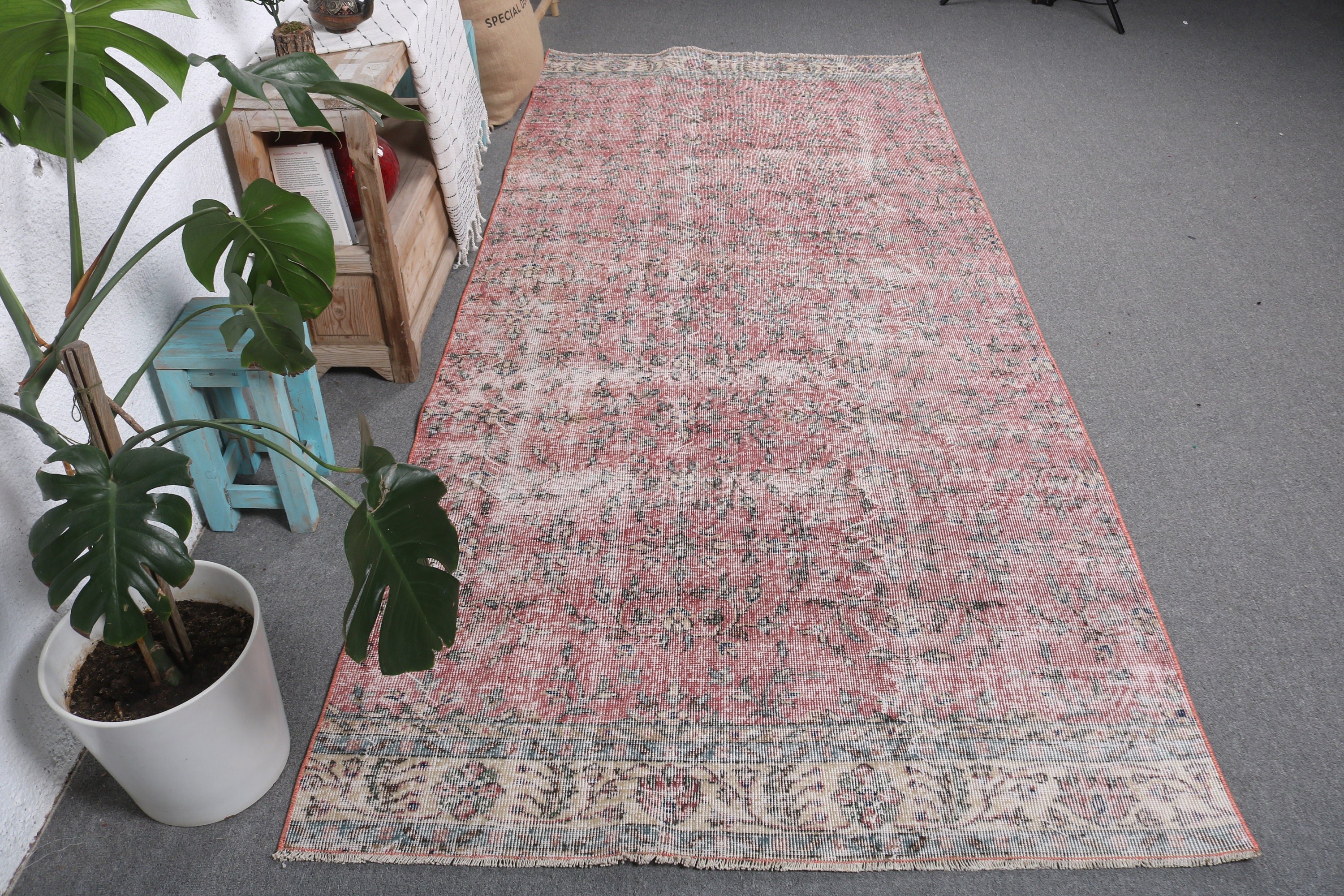 Yemek Odası Halıları, Ev Dekorasyonu Halıları, Türk Halıları, Kırmızı Fas Halıları, Oturma Odası Halıları, Vintage Halı, 4.3x9.9 ft Büyük Halılar, Lüks Halı