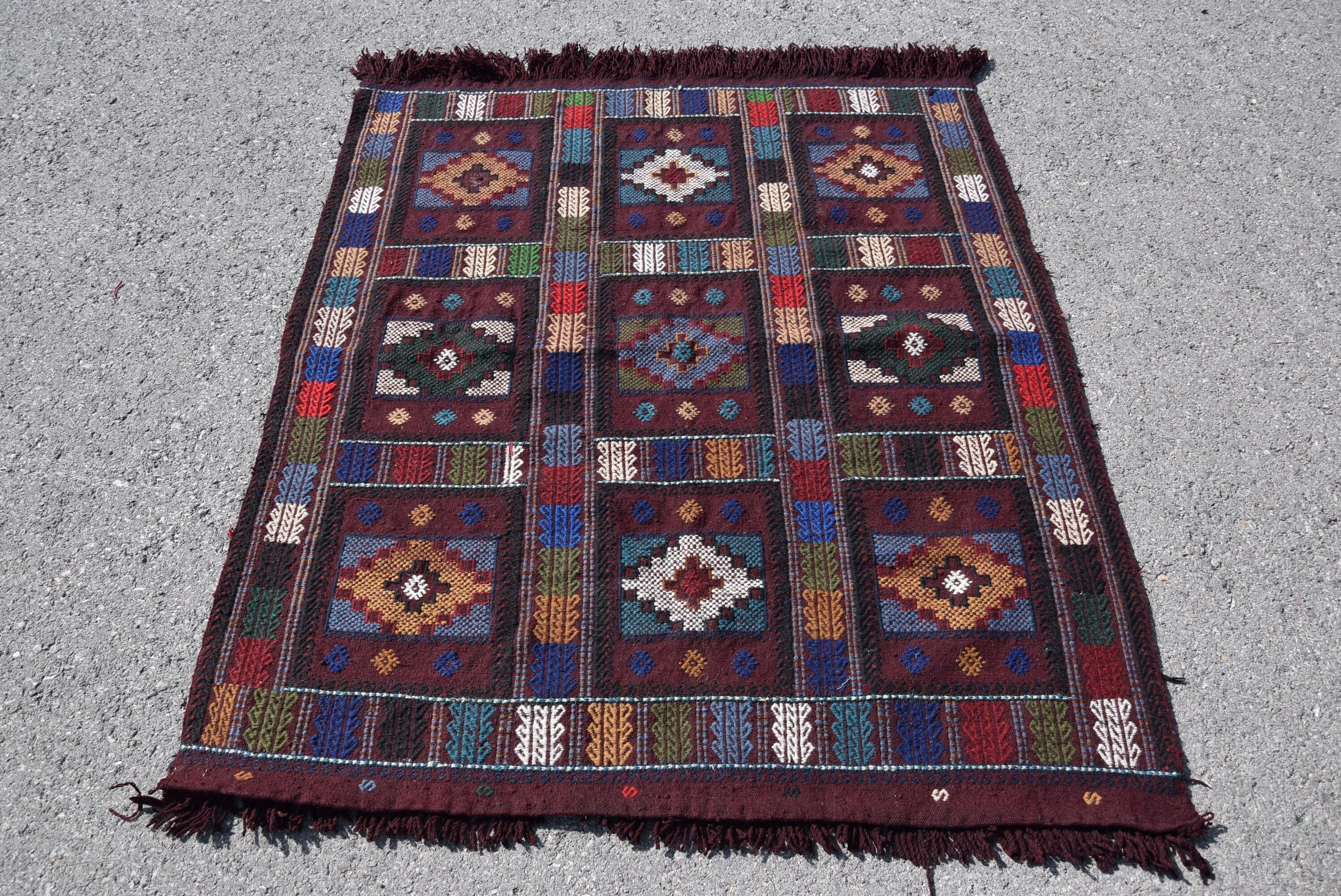 4.1x4.8 ft Accent Halı, Soluk Halılar, Vintage Halılar, Mor Fas Halısı, Yatak Odası Halısı, Kilim, Antika Halılar, Havalı Halı, Mutfak Halısı, Türk Halısı