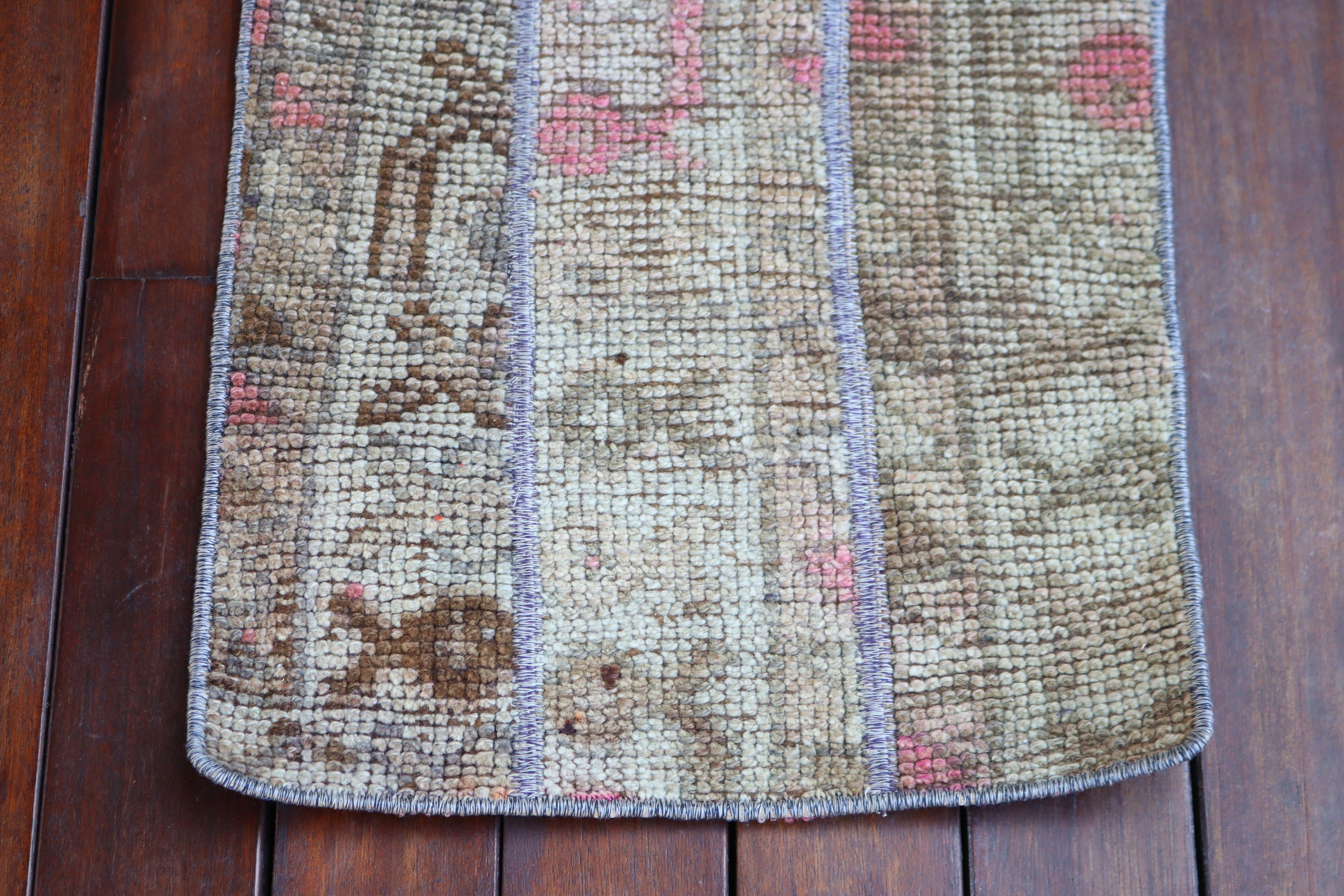 Oushak Rugs, Vintage Rug, Rugs for Nursery, Entry Rug, Turkish Rugs, Bathroom Rug, Antique Rug, 1.3x3.1 ft Small Rugs, Brown Wool Rug