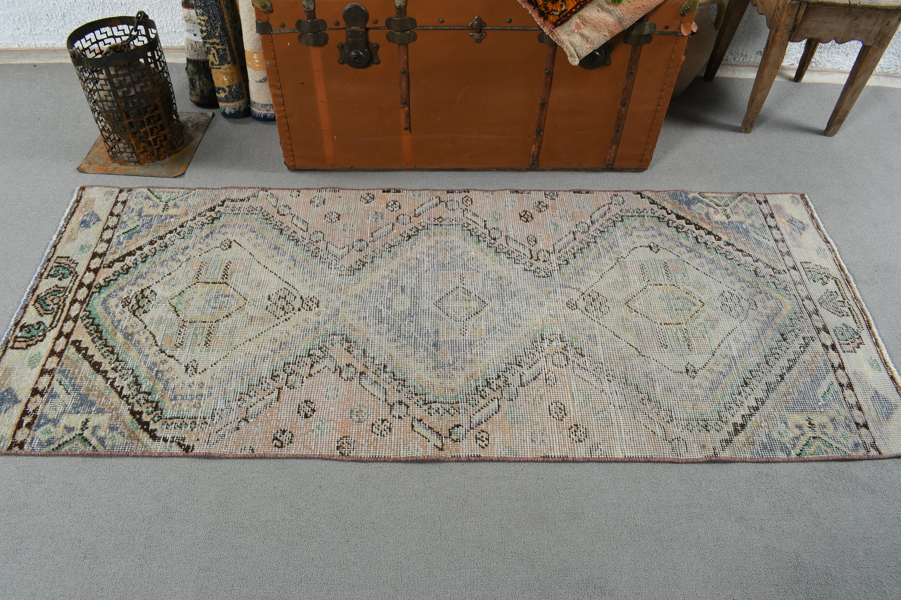 Yatak Odası Halısı, Vintage Halılar, Bej Açıklama Halısı, Dekoratif Halılar, Anadolu Halısı, 2.6x6.3 ft Aksan Halıları, El Dokuma Halısı, Türk Halıları