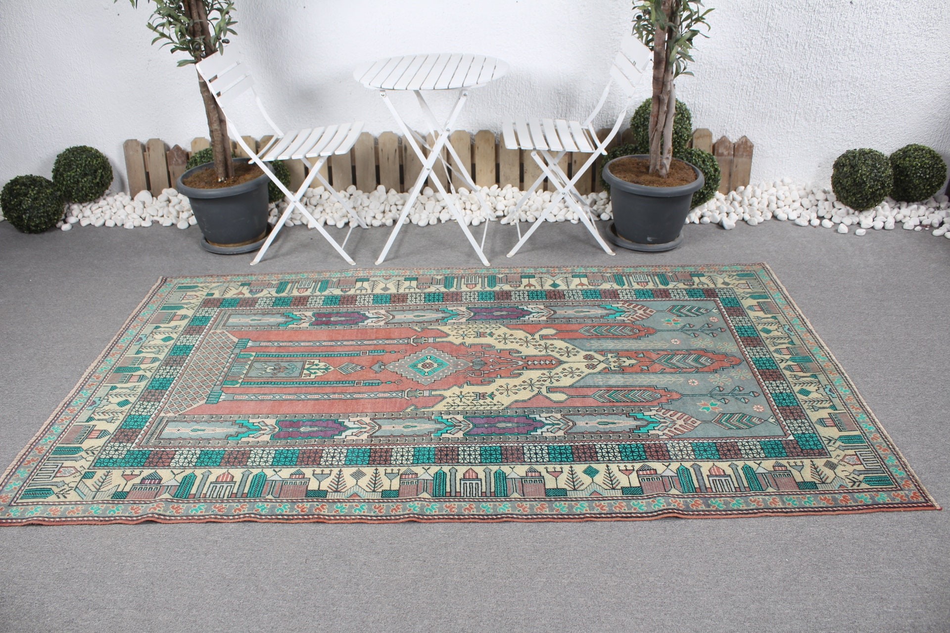 Wedding Rugs, Bedroom Rugs, Green  4.5x7.9 ft Area Rugs, Vintage Rug, Turkish Rug, Kitchen Rug, Rugs for Bedroom