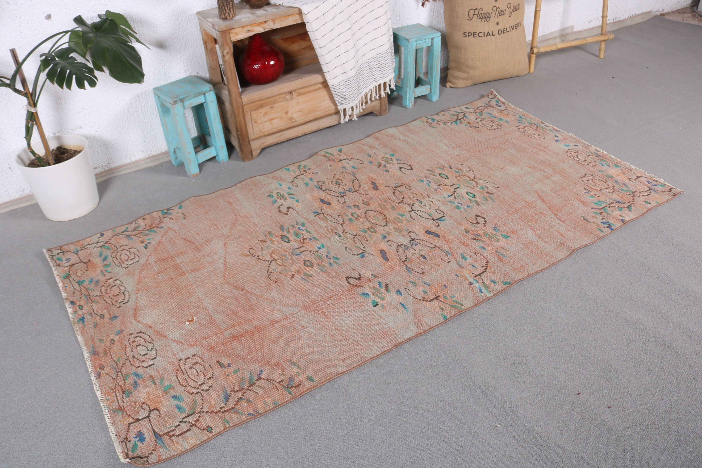 Nursery Rug, Antique Rug, Bronze Antique Rug, Art Rug, Vintage Rug, Turkish Rug, 3.6x7.4 ft Area Rug, Living Room Rugs