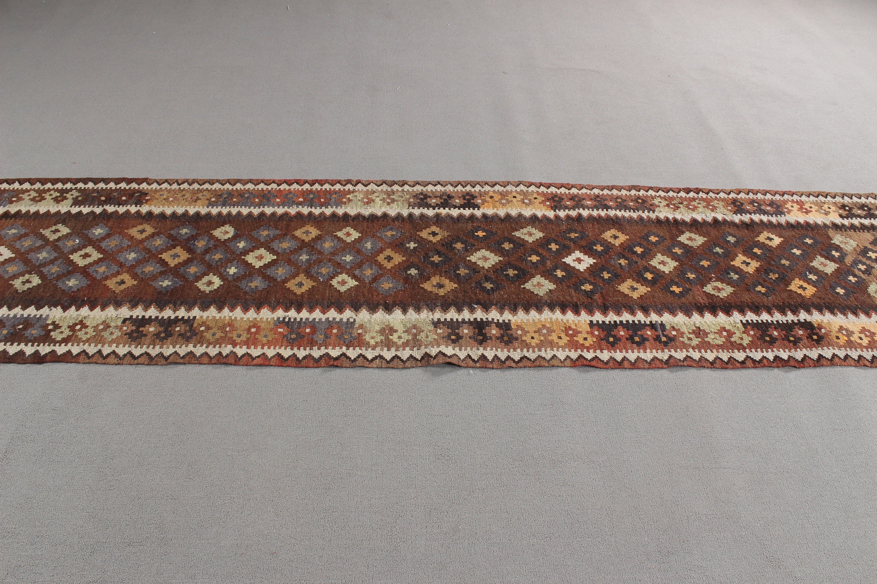 Vintage Halı, Türk Halısı, Bej 2.4x11.6 ft Runner Halıları, Mutfak Halıları, Oushak Halısı, Lüks Halılar, Kilim, Koridor Halısı