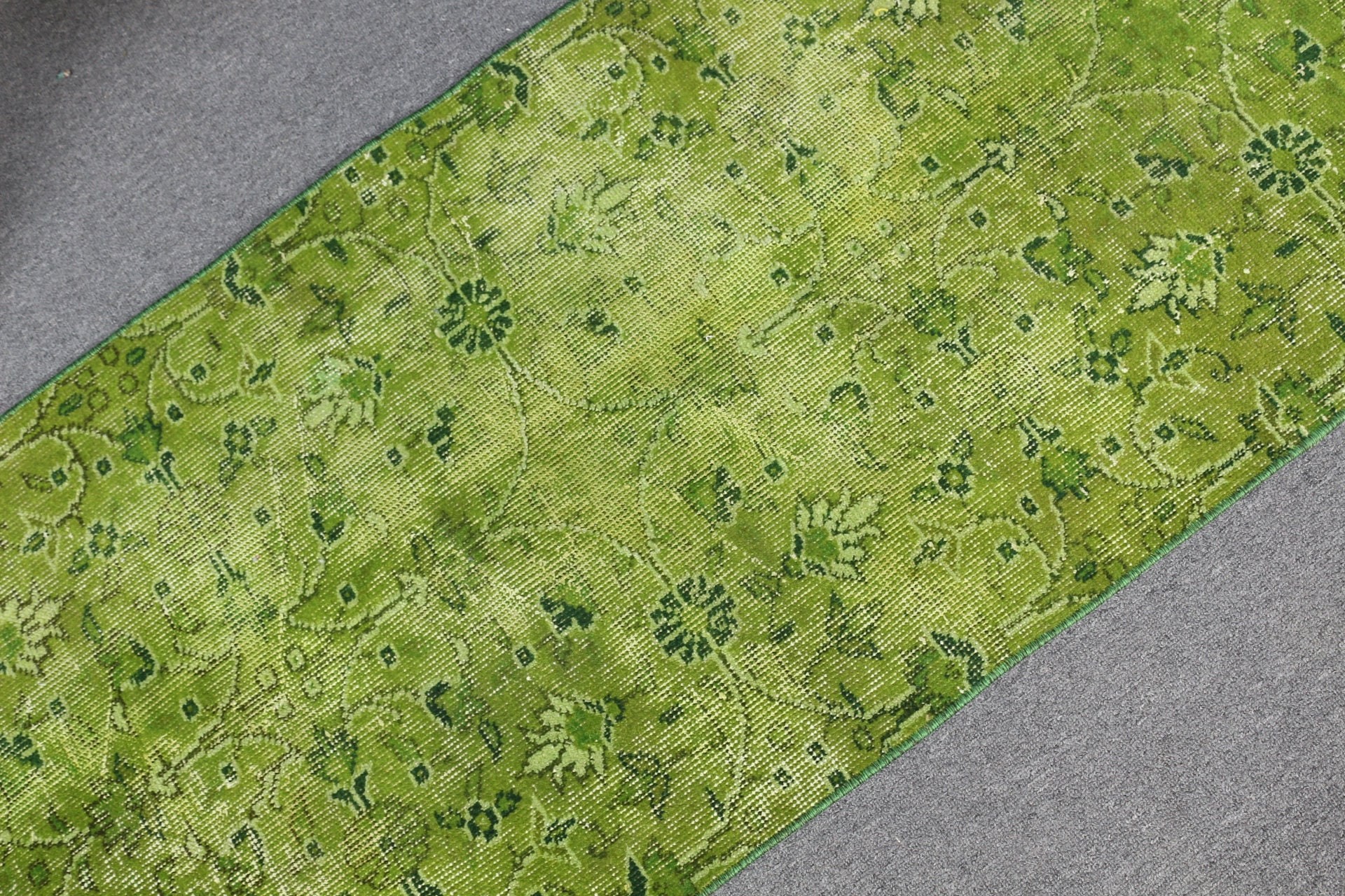 Bath Rug, Green Floor Rugs, Vintage Rug, Floor Rug, Turkish Rug, Kitchen Rug, 2.2x5.2 ft Small Rugs, Rugs for Nursery