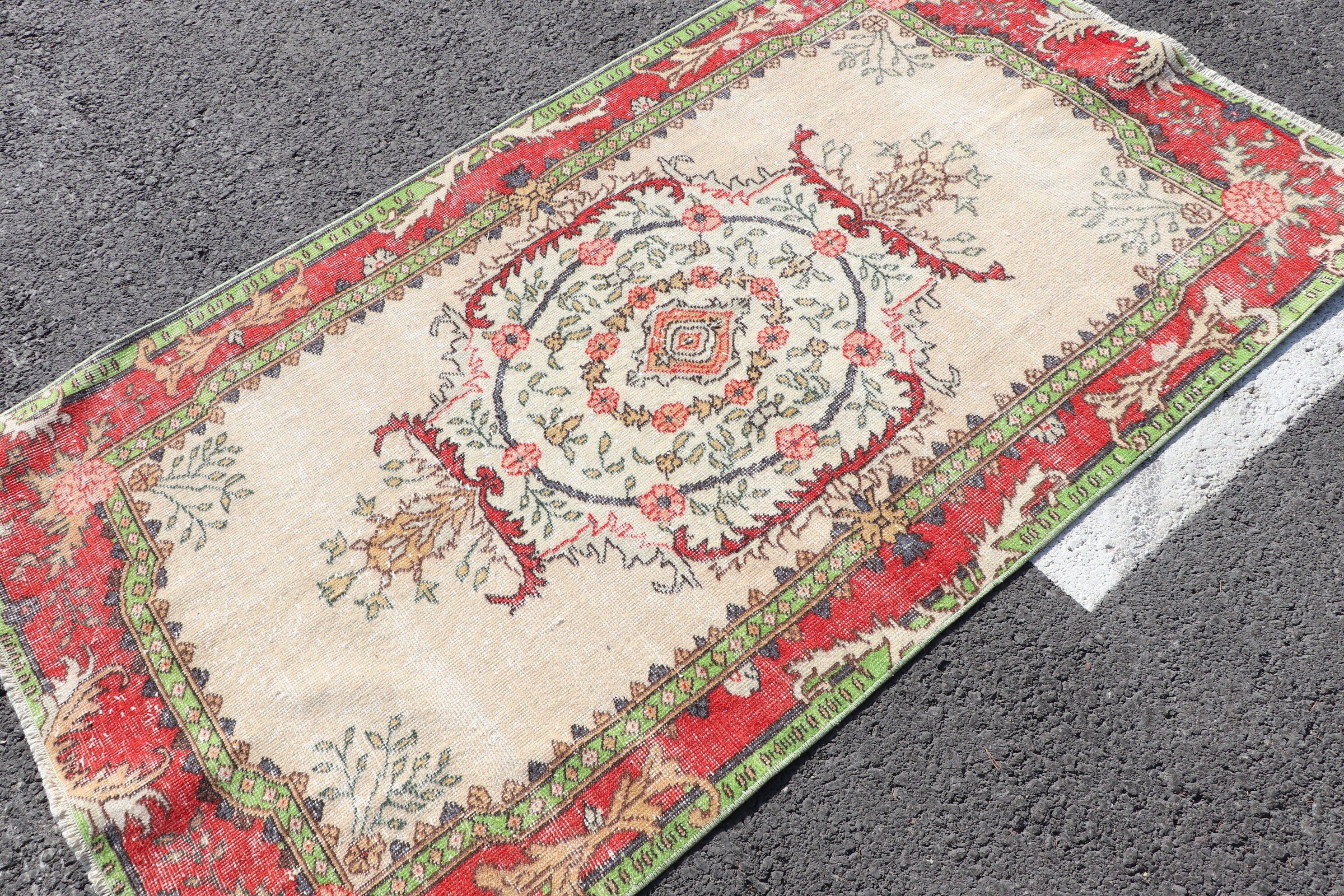 Rugs for Floor, Bedroom Rug, 3.7x6.5 ft Area Rugs, Turkish Rug, Red Cool Rug, Vintage Rug, Oriental Rug, Wool Rug, Dining Room Rugs