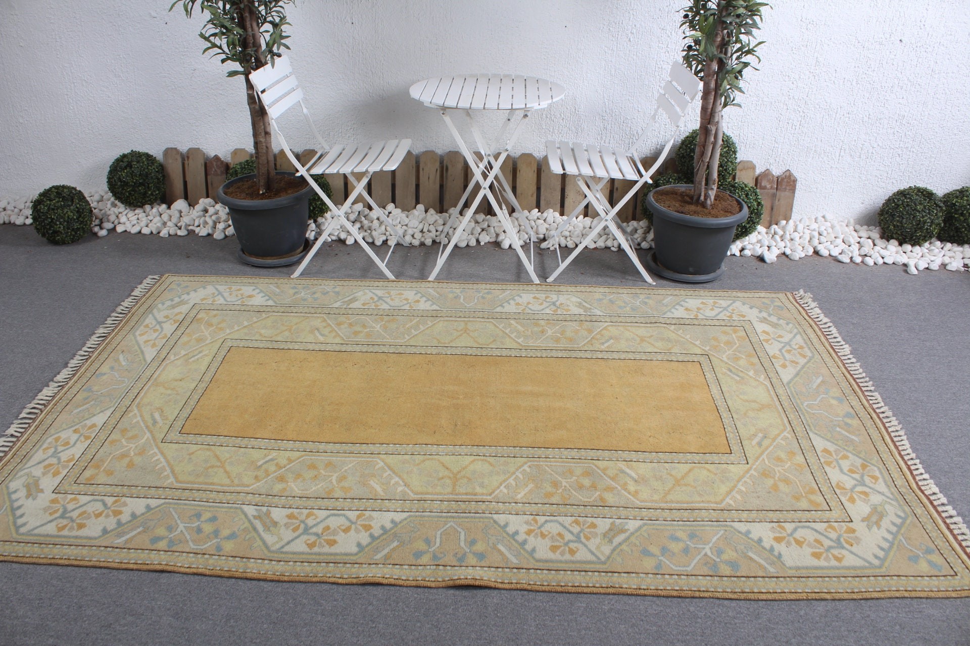 Salon Halısı, 5.2x8.4 ft Büyük Halılar, Sessiz Halılar, Oturma Odası Halısı, Yer Halısı, Sarı Mutfak Halıları, Vintage Halı, Mutfak Halısı, Türk Halısı