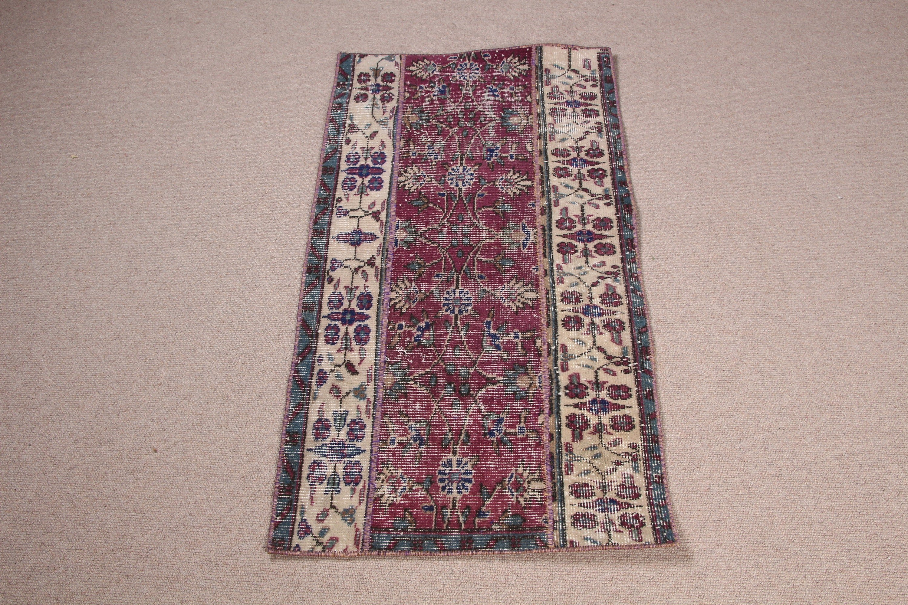 Rugs for Door Mat, Antique Rugs, Turkish Rugs, Bathroom Rug, Vintage Rugs, Purple Home Decor Rug, 2x3.9 ft Small Rug