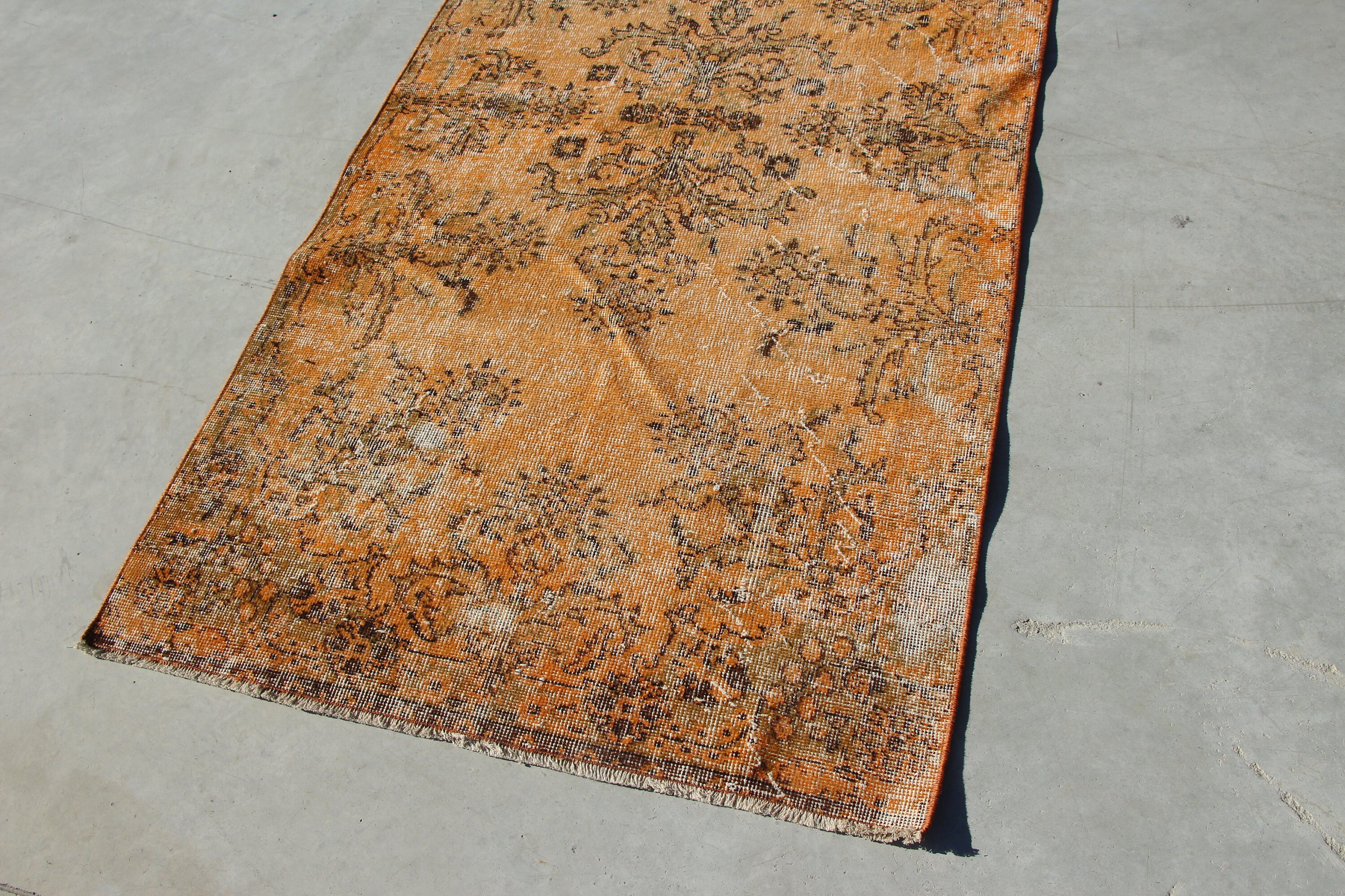 Moroccan Rugs, Rugs for Kitchen, Oriental Rug, Entry Rugs, Orange Cool Rugs, Turkish Rug, 3.4x6.8 ft Accent Rug, Nursery Rug, Vintage Rug