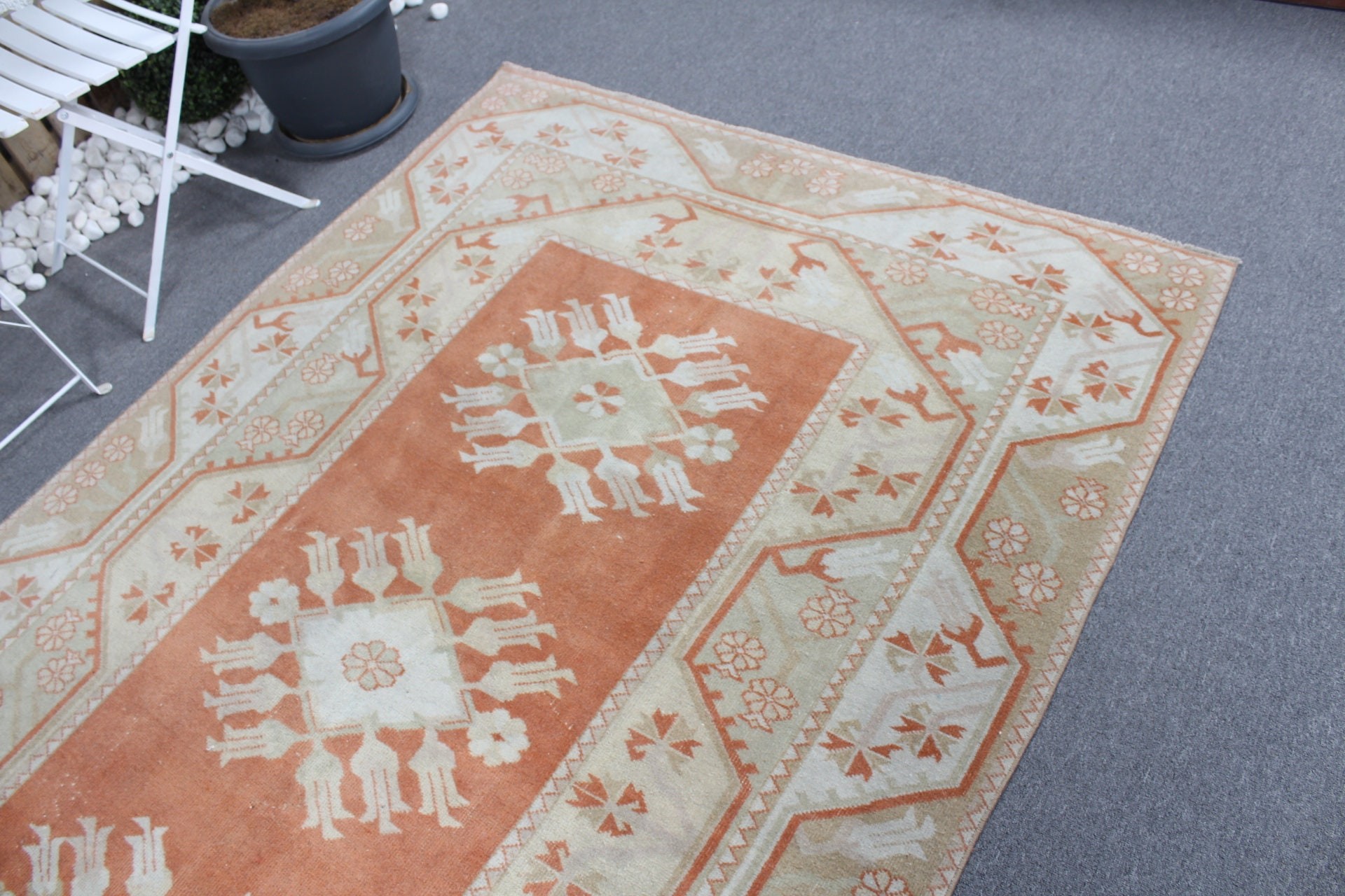 Beige Moroccan Rugs, Vintage Rugs, Boho Rug, Turkish Rug, Salon Rugs, Antique Rug, Home Decor Rug, Bedroom Rug, 5.1x7.9 ft Large Rugs