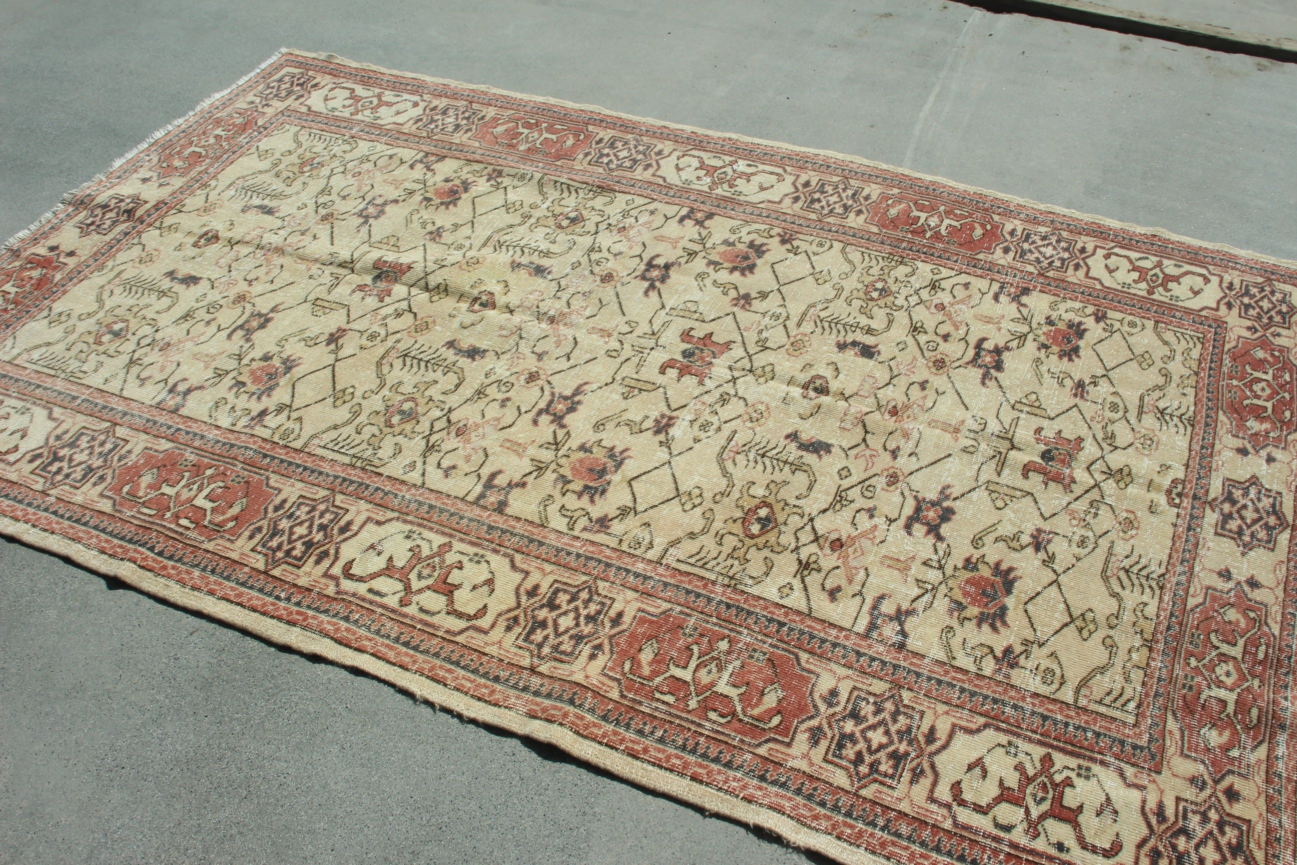 Dining Room Rugs, Floor Rug, Vintage Rug, Kitchen Rugs, 5x7.8 ft Area Rug, Boho Rugs, Turkish Rugs, Ethnic Rugs, Red Oriental Rugs