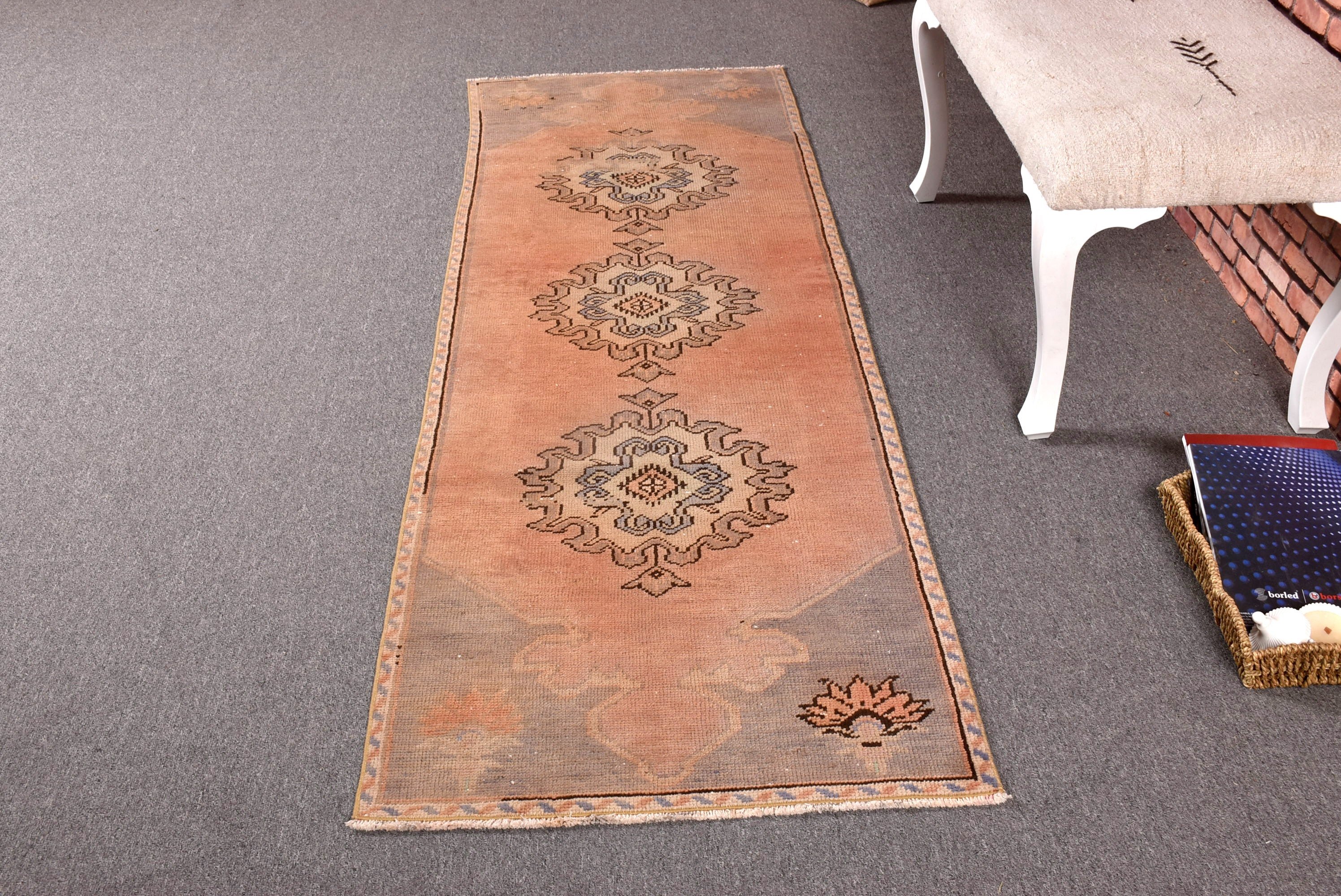 Rugs for Runner, Orange Boho Rugs, Anatolian Rugs, Vintage Rugs, Turkish Rug, Cool Rug, Kitchen Rug, Decorative Rug, 2.4x7.3 ft Runner Rugs