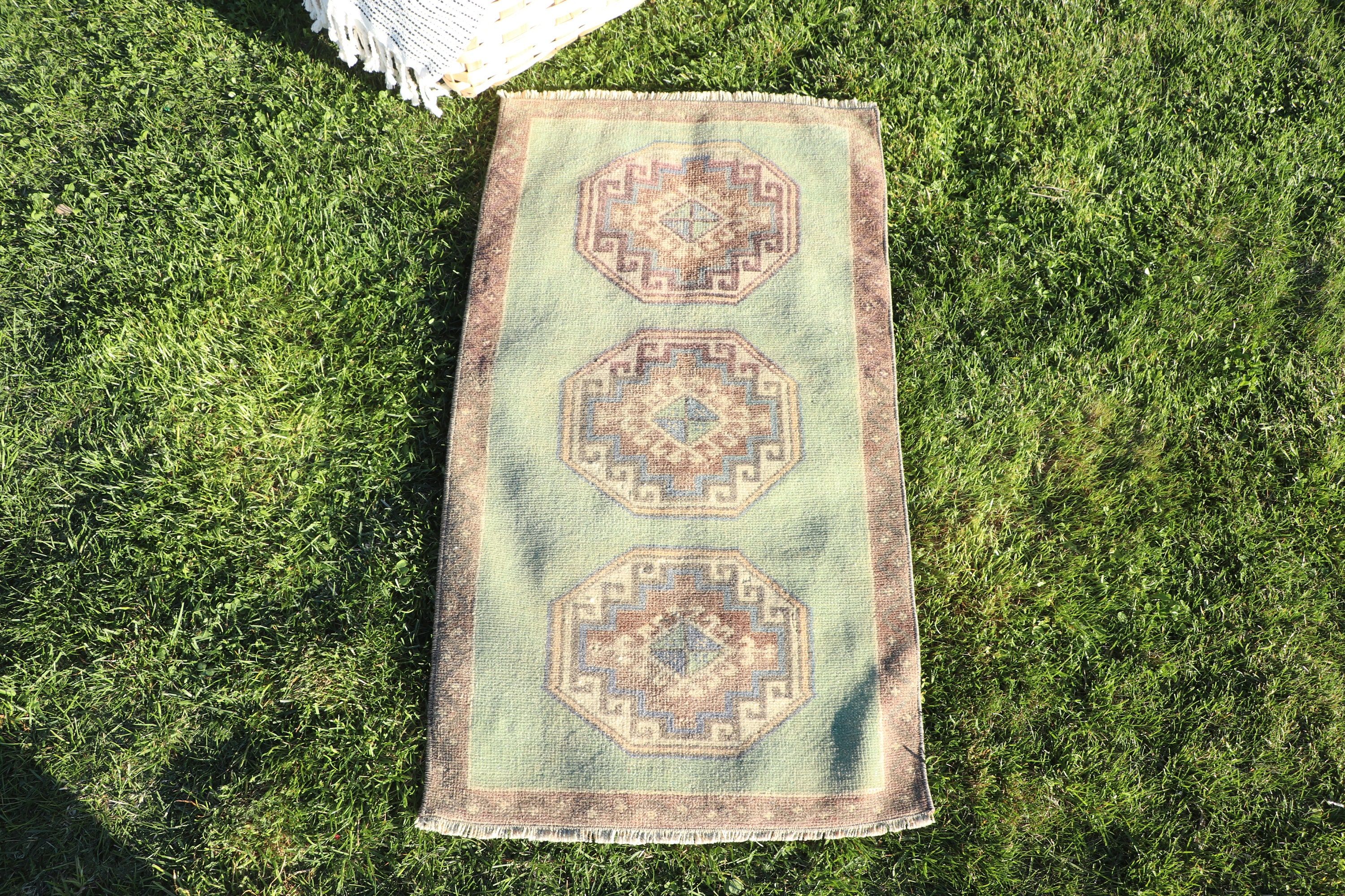 Banyo Halıları, Vintage Halılar, Fas Halısı, 1.6x2.9 ft Küçük Halılar, Duvara Asılı Halı, Türk Halıları, Ev Dekorasyonu Halıları, Yeşil Yatak Odası Halısı