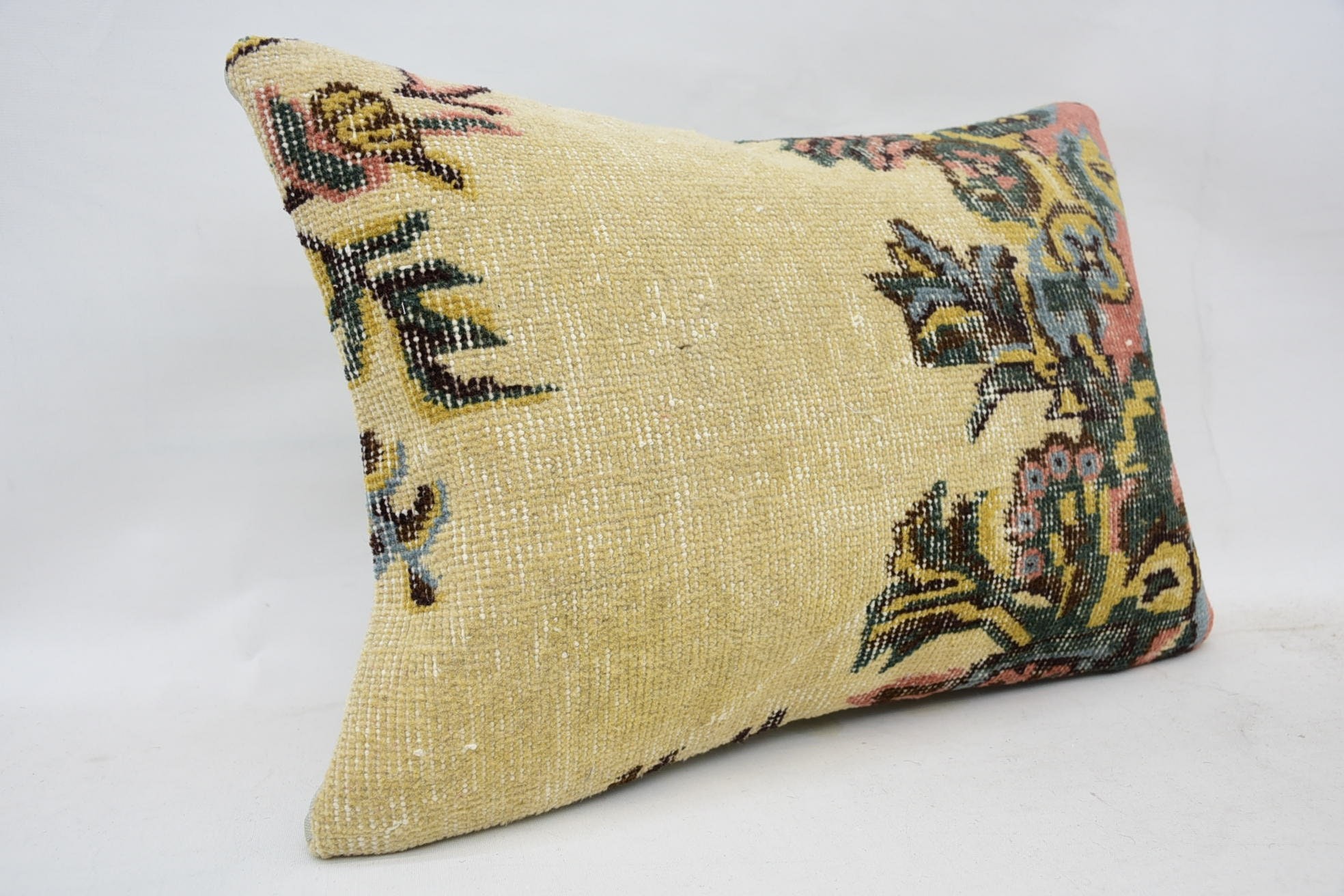 Boho Pillow, 16"x24" Beige Pillow Case, Turkish Kilim Pillow, Ethnic Pillow Cover Cushion Case, Sofa Bolster Pillow, Pillow for Couch