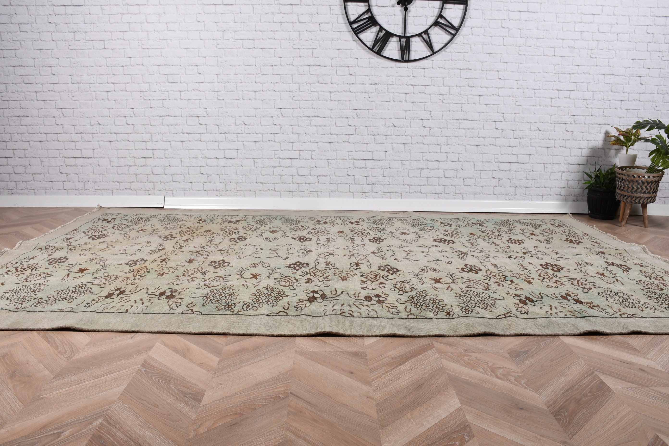 Boho Halılar, Bej Antika Halılar, 6x9,7 ft Büyük Halılar, Vintage Halı, Organik Halılar, Büyük Boho Halıları, Yatak Odası Halıları, Türk Halısı, Yer Halısı