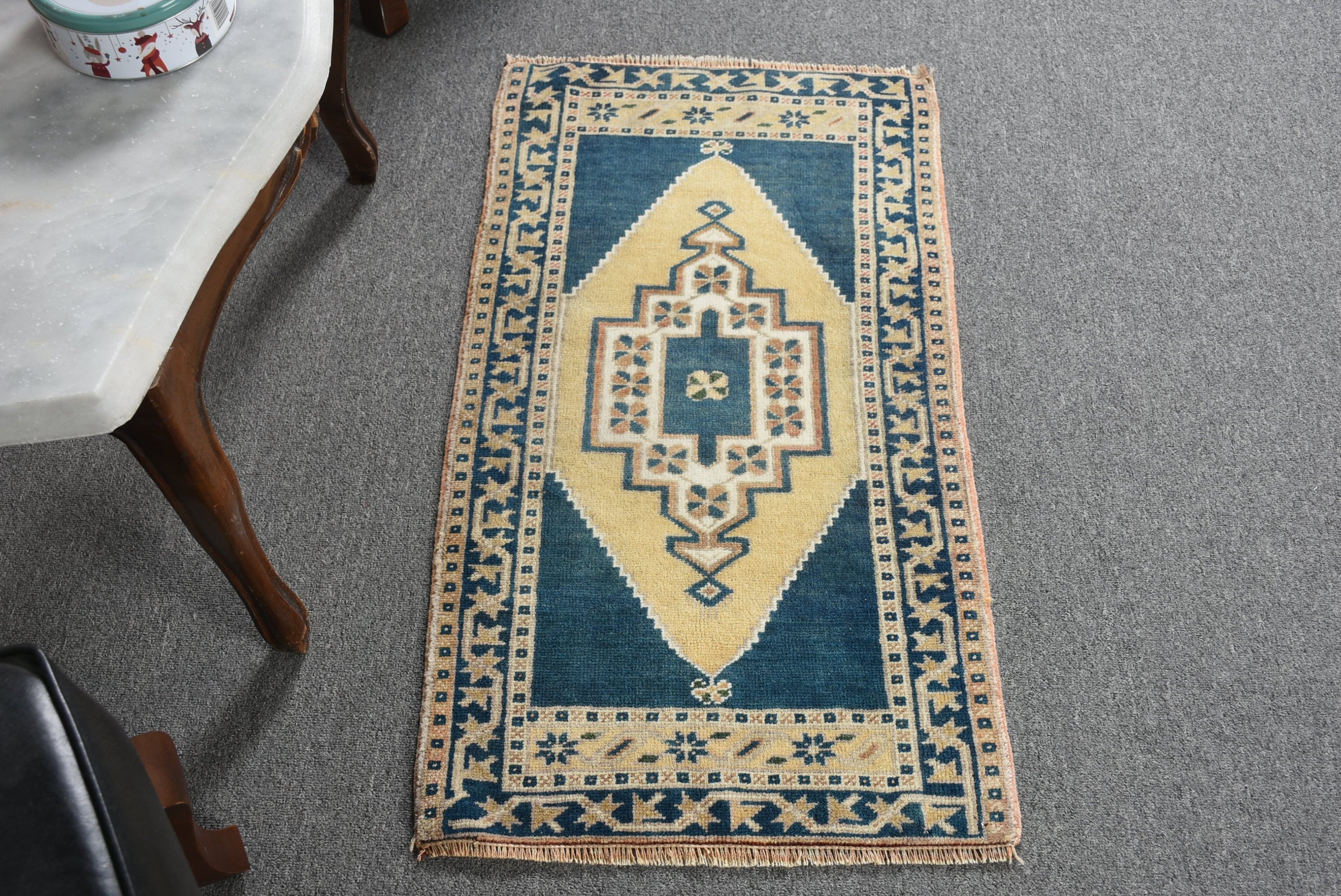 1.6x3 ft Small Rugs, Turkish Rug, Vintage Rug, Bathroom Rug, Rugs for Bath, Bedroom Rugs, Moroccan Rugs, Kitchen Rug, Blue Moroccan Rugs