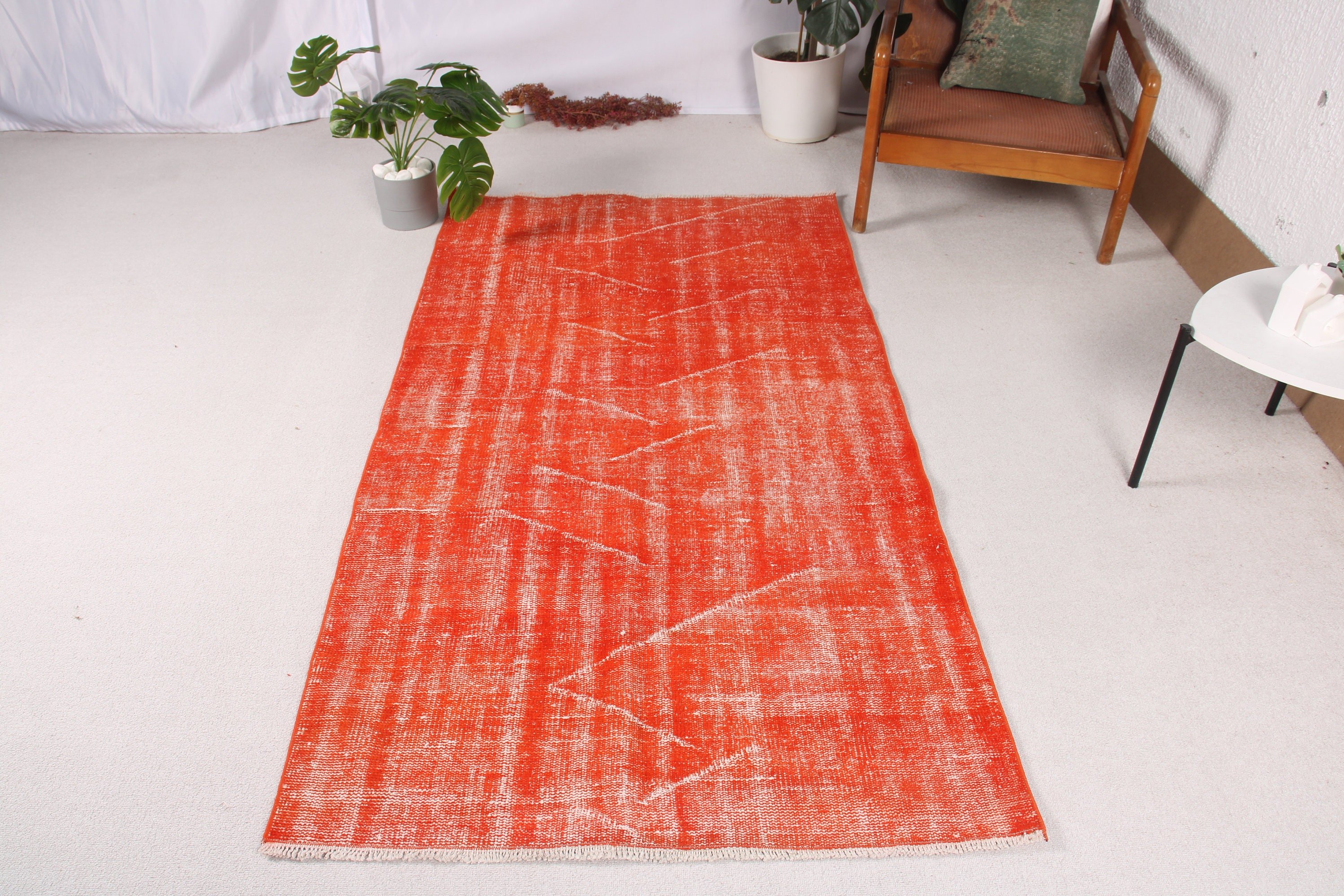 Decorative Rug, Turkish Rugs, 3.5x6.5 ft Accent Rugs, Modern Rugs, Floor Rugs, Vintage Rug, Boho Accent Rugs, Orange Anatolian Rug