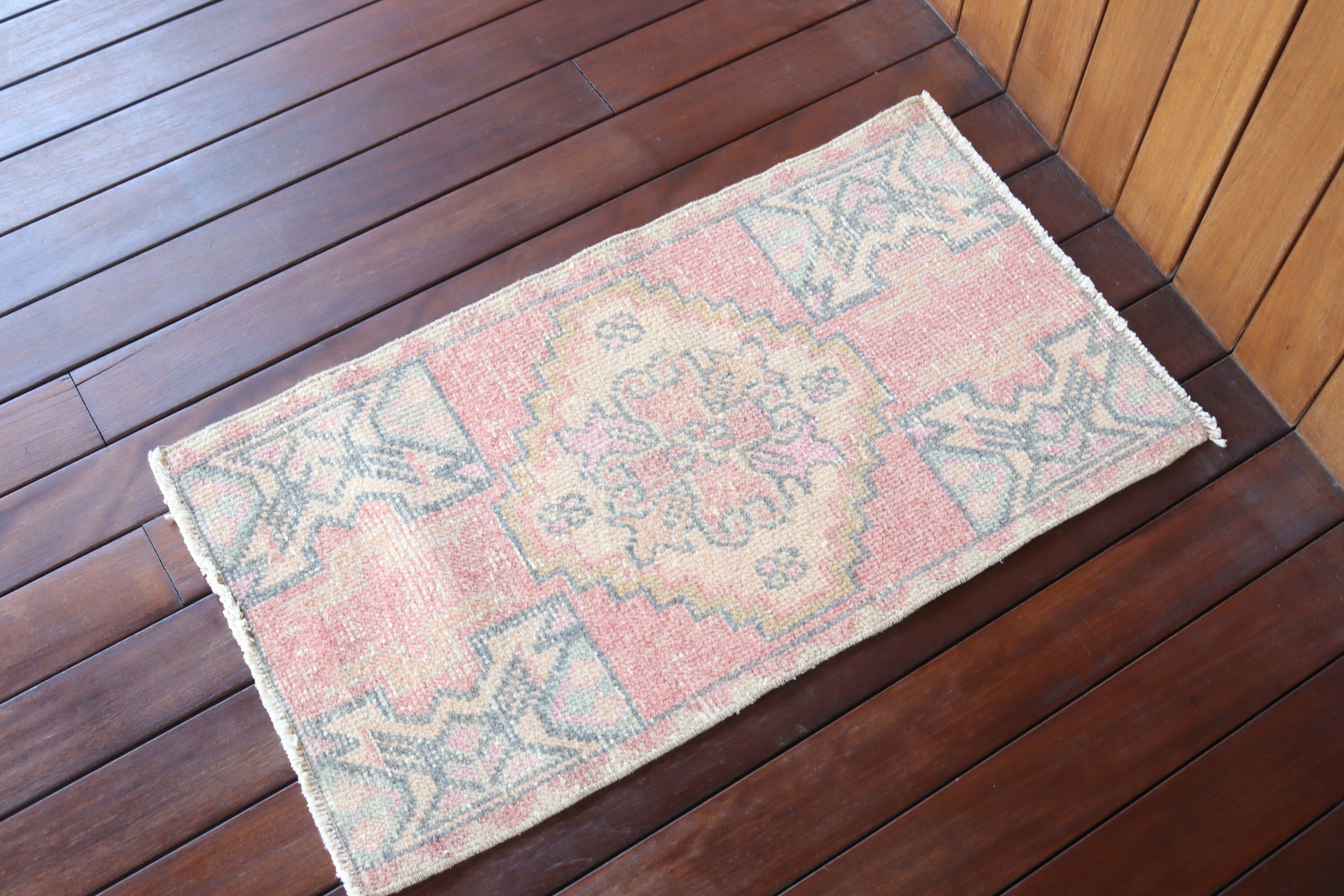 1.5x2.8 ft Small Rugs, Oushak Rug, Small Boho Rug, Turkish Rug, Handmade Rugs, Pink Anatolian Rugs, Neutral Rug, Kitchen Rugs, Vintage Rug