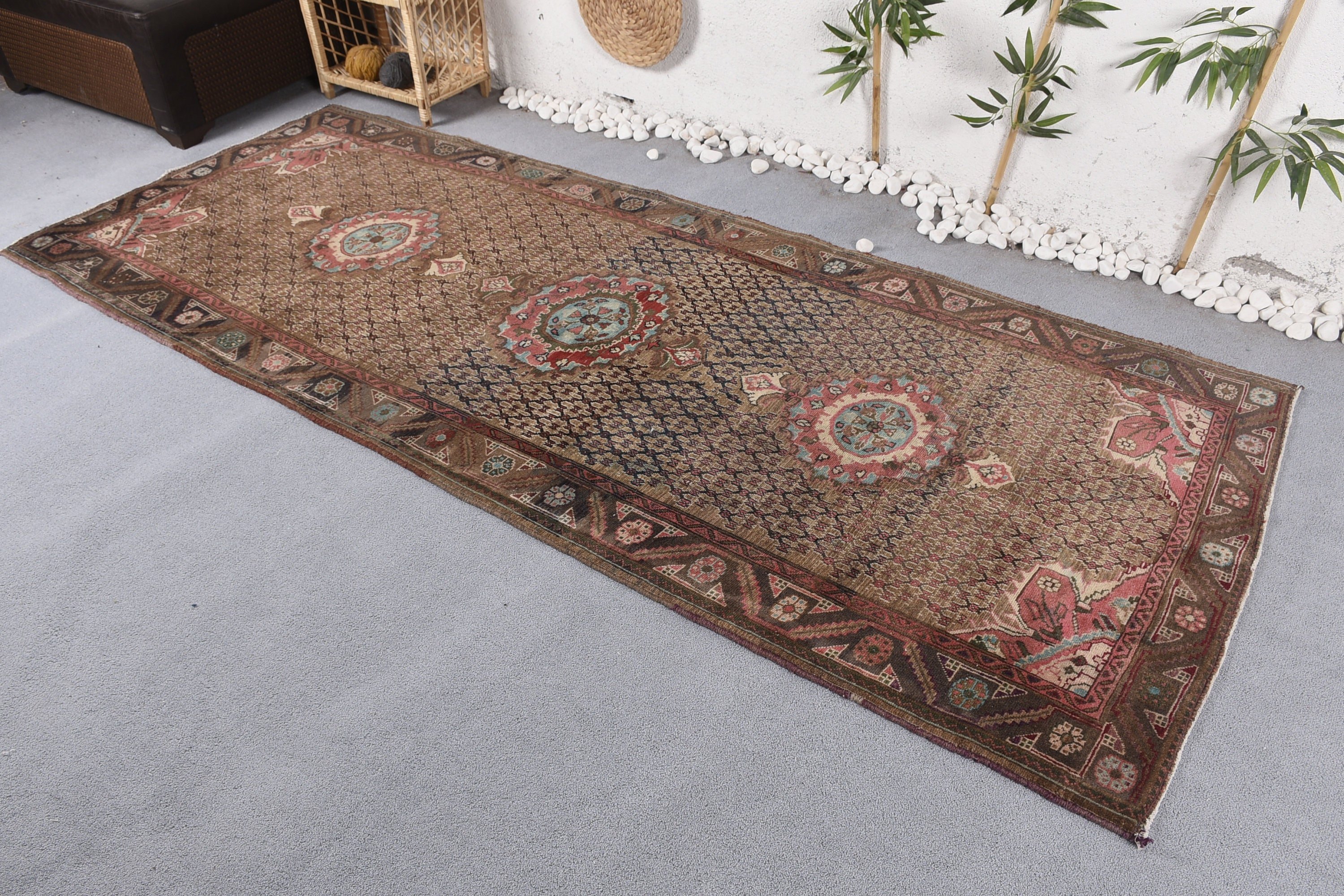 Rugs for Runner, Kitchen Rugs, Old Rug, 3.7x9.4 ft Runner Rug, Antique Rug, Moroccan Rug, Brown Bedroom Rugs, Turkish Rug, Vintage Rug