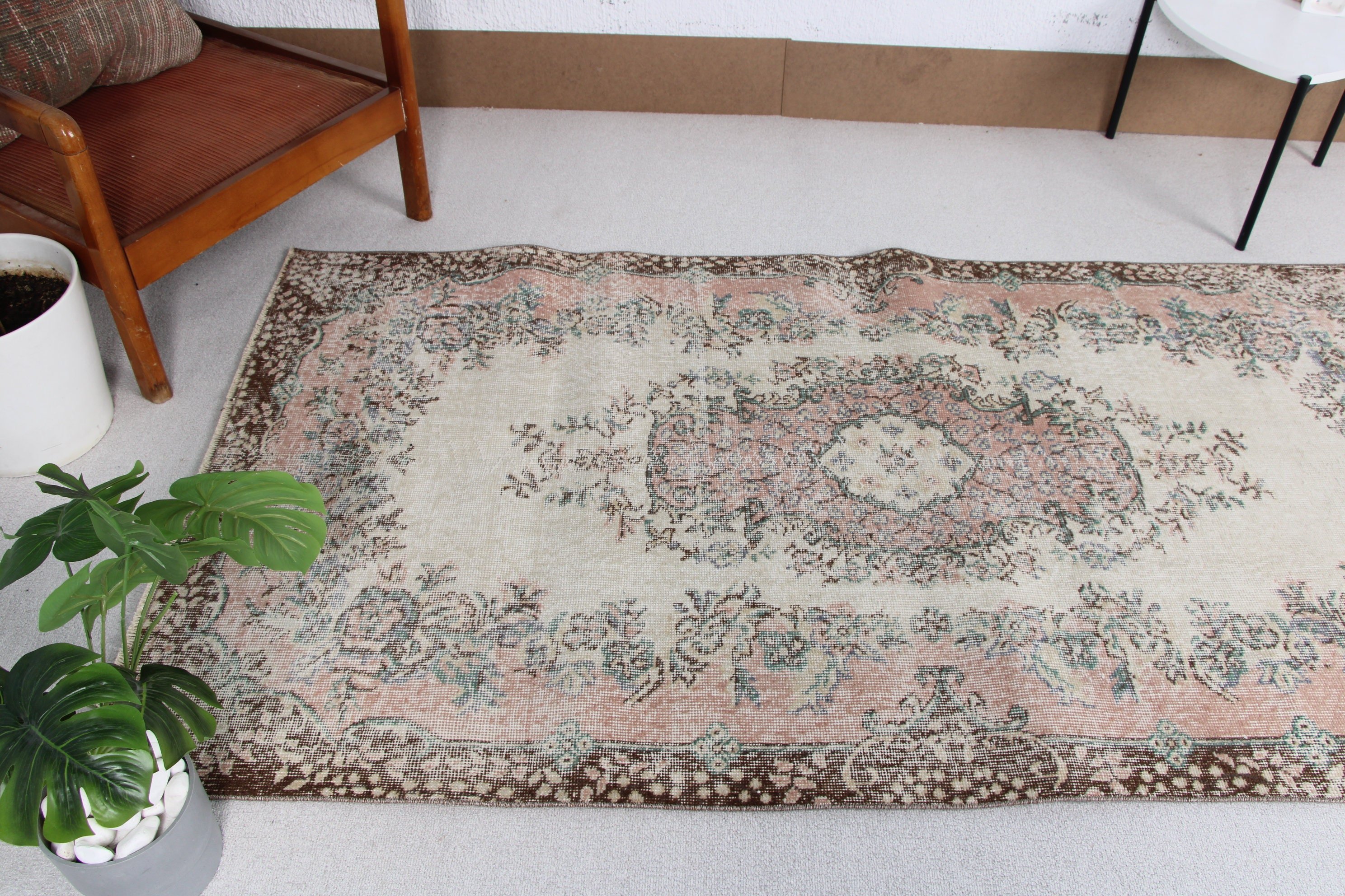 Düz Dokuma Halı, Vintage Halılar, 3,7x7 ft Alan Halısı, Bej Lüks Halı, Boho Alan Kilimi, Organik Halılar, Vintage Alan Halısı, Nötr Halılar, Türk Halısı