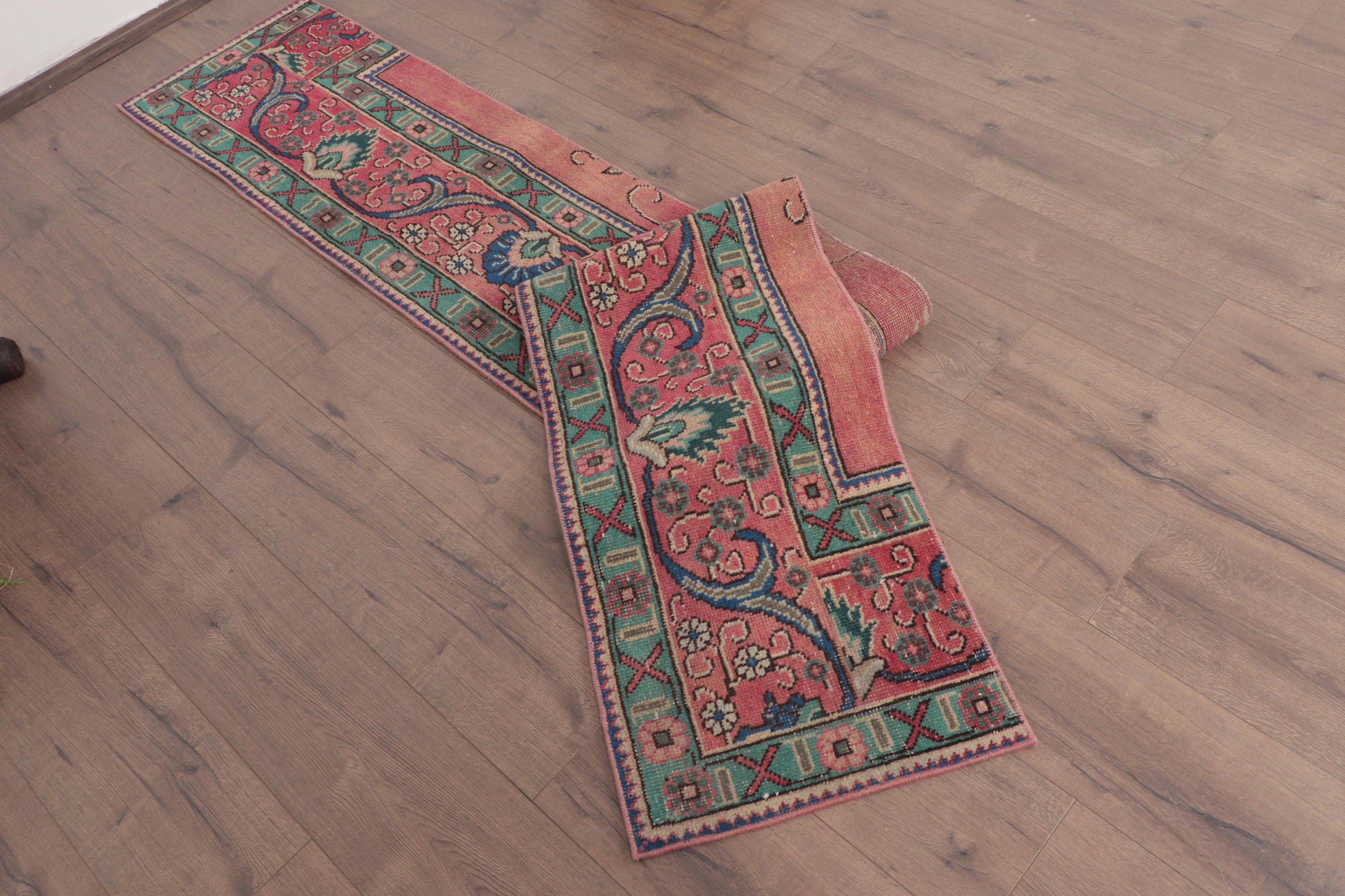 Vintage Halı, Türk Halısı, Beni Ourain Yolluk Halısı, Mutfak Halıları, Anadolu Halısı, Pembe Modern Halılar, Oryantal Halılar, 1.5x9.4 ft Yolluk Halısı