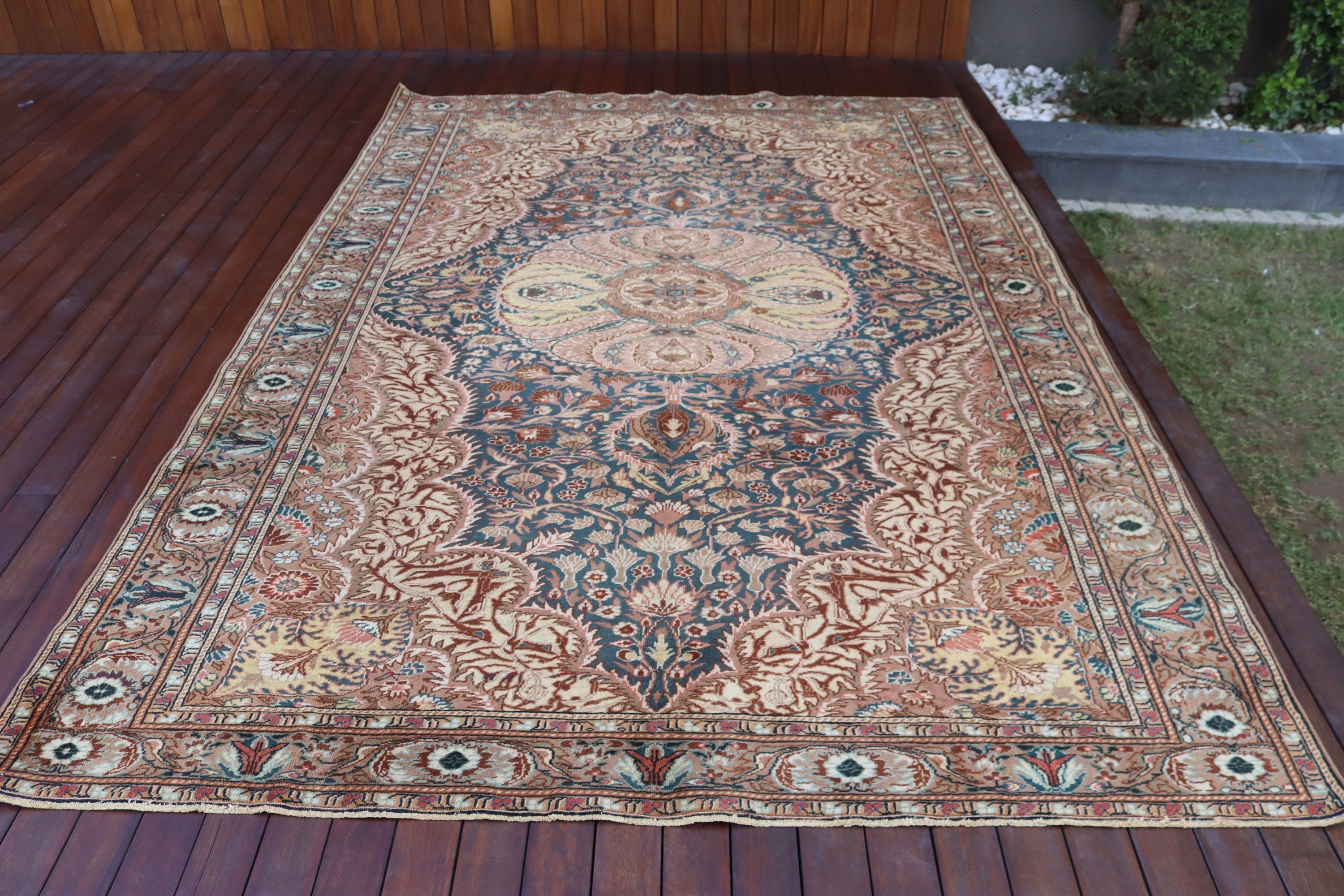 Yatak Odası Halısı, Türkiye Halısı, Türk Halısı, El Dokuma Halısı, Vintage Halı, 6.7x9.7 ft Büyük Halılar, Boho Halıları, Büyük Oushak Halıları, Kahverengi Yer Halısı