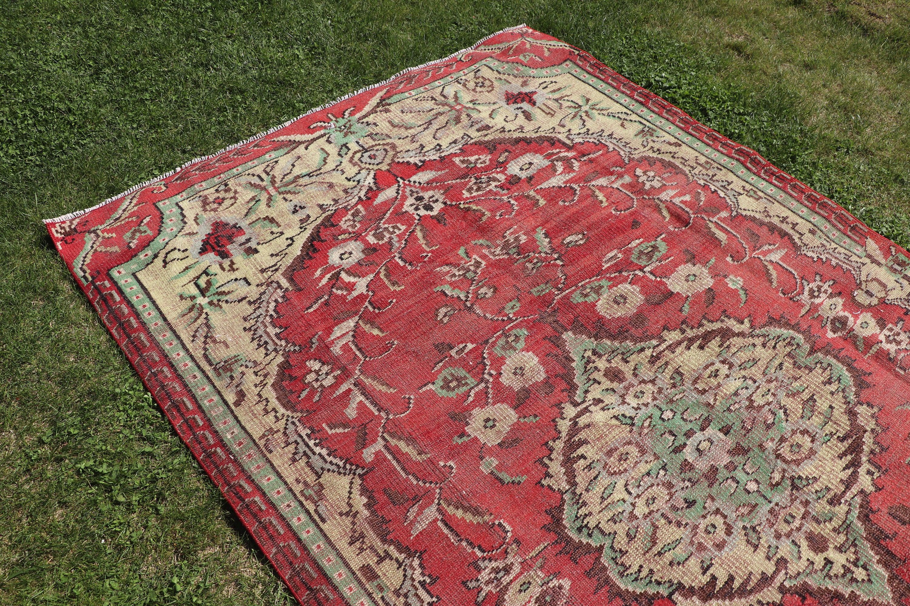 Large Boho Rug, Luxury Rugs, Turkish Rugs, Oriental Rug, Dining Room Rug, Turkey Rugs, Vintage Rug, 5.2x8.9 ft Large Rugs, Red Antique Rugs