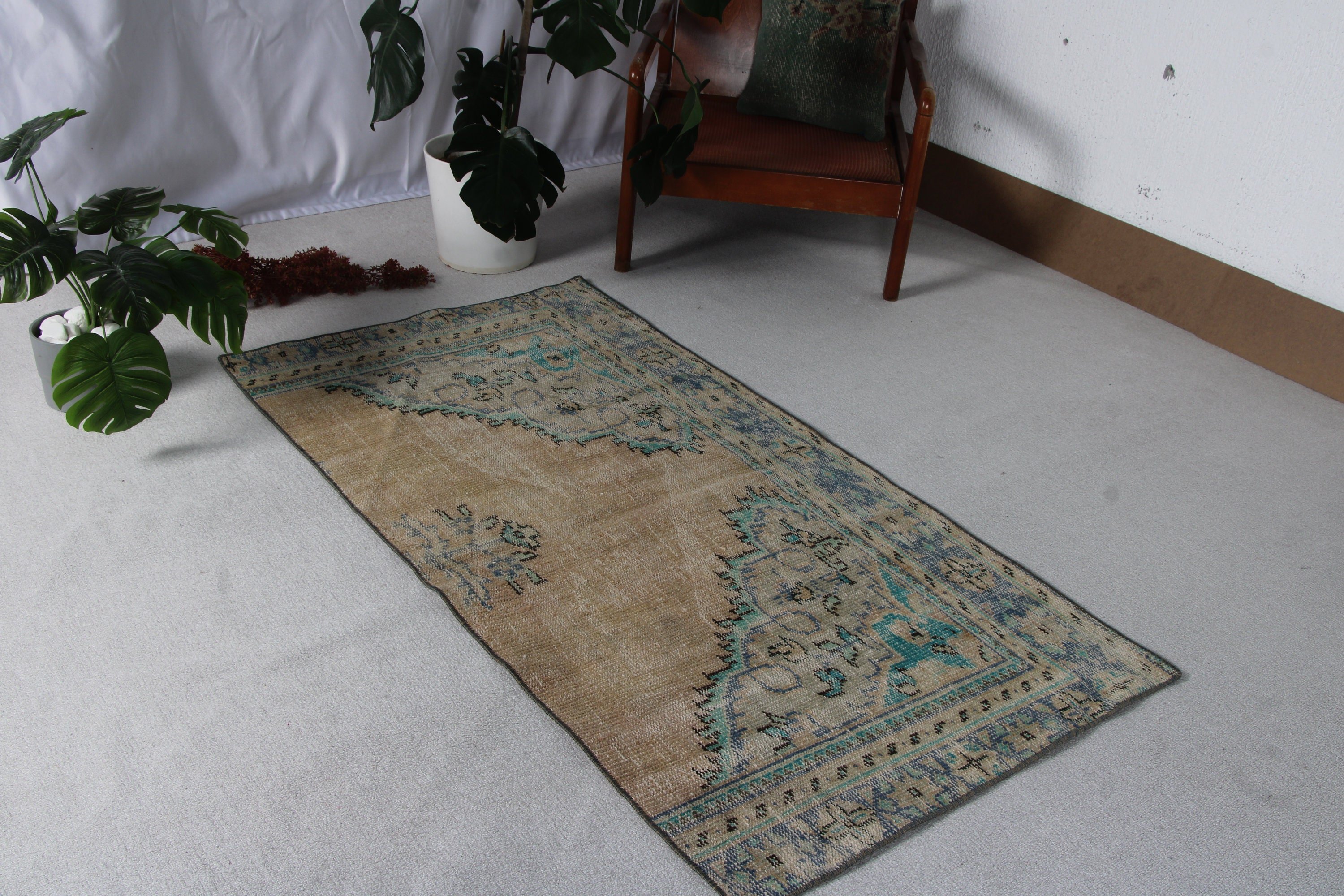 Vintage Halılar, Boho Vurgulu Halılar, 2,9x5,5 ft Aksanlı Halılar, Havalı Halı, Bej Oryantal Halı, Çocuk Odası Halıları, Türk Halısı, Fas Halıları